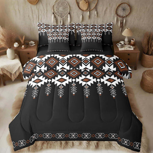 Feelyou - Juego de ropa de cama negro azteca del suroeste de 7 piez...