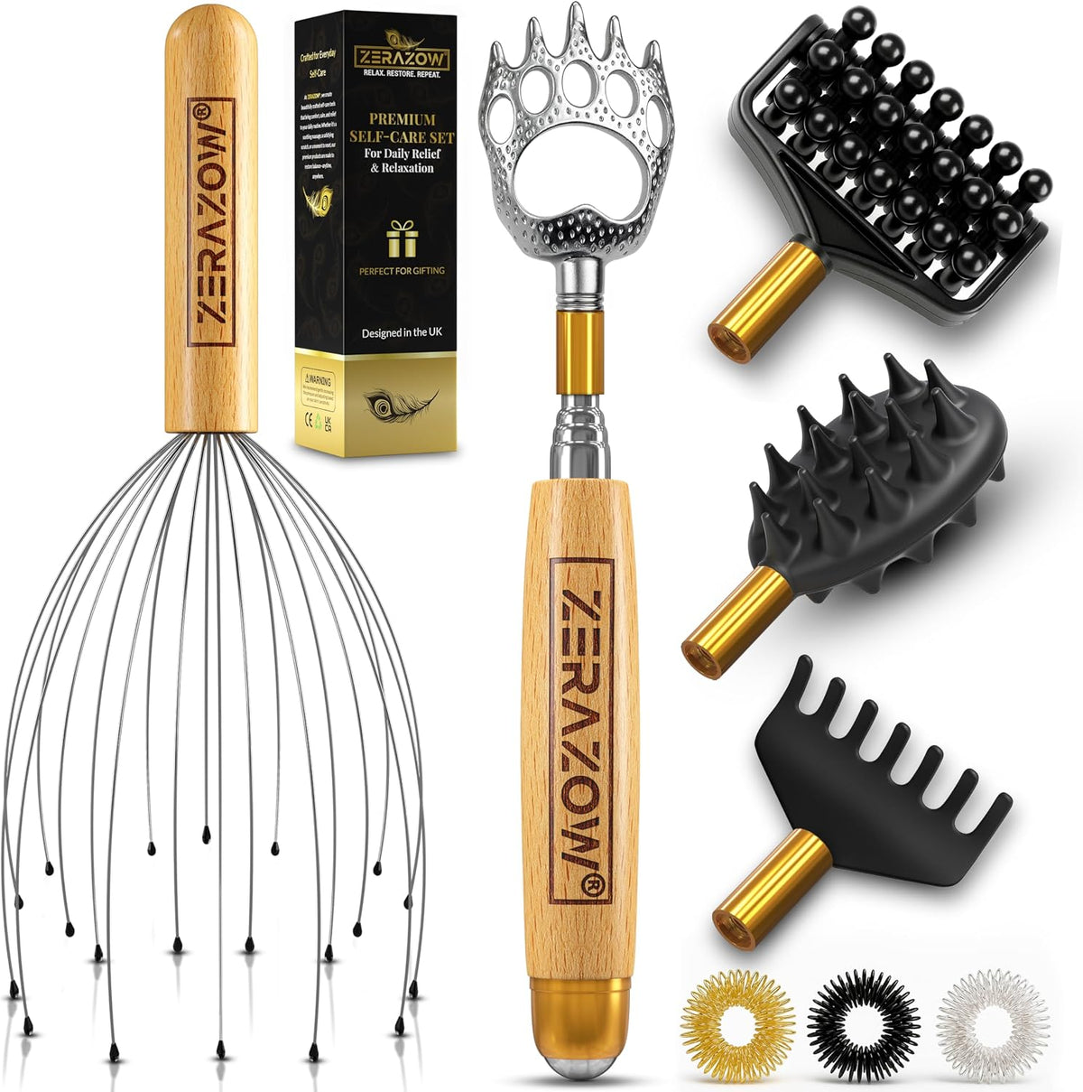 ZERAZOW® Rascador telescópico de espalda 9 piezas, regalos para hom...
