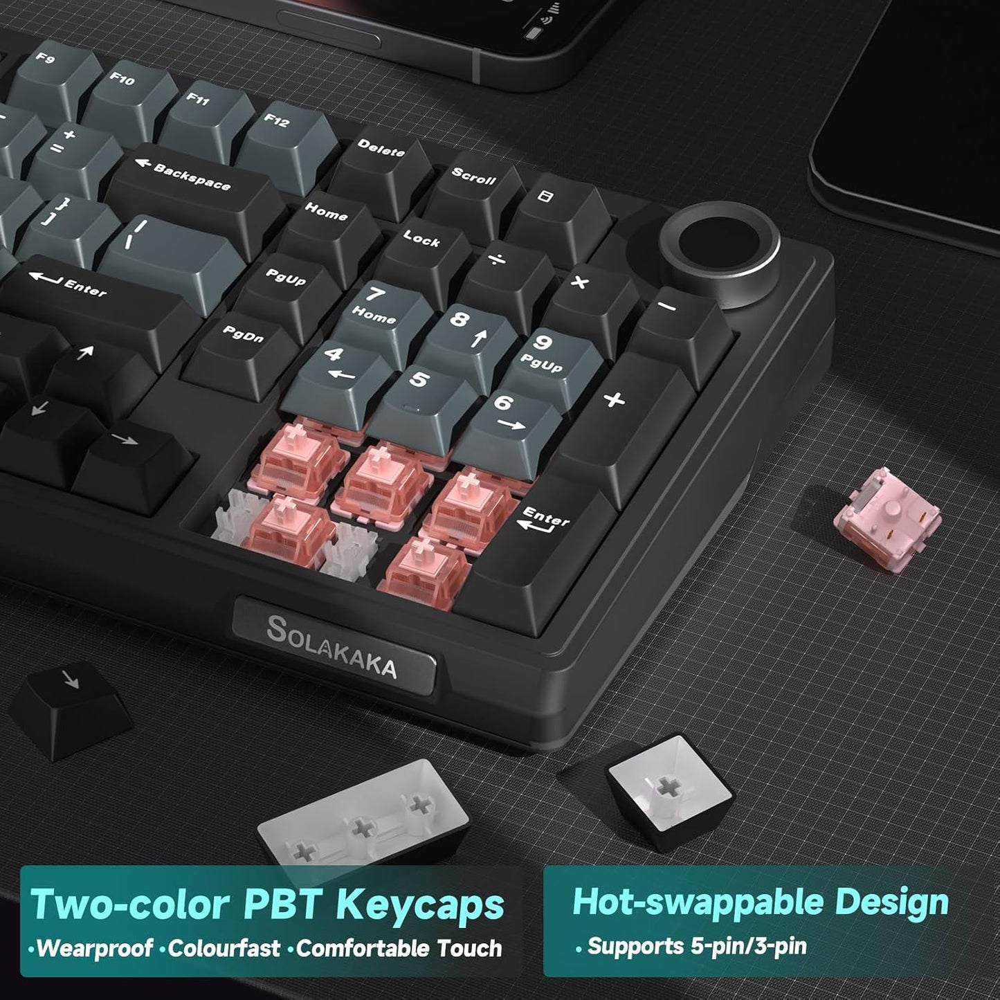 SOLAKAKA KI99 Pro Teclado mecánico inalámbrico con interruptor sile...
