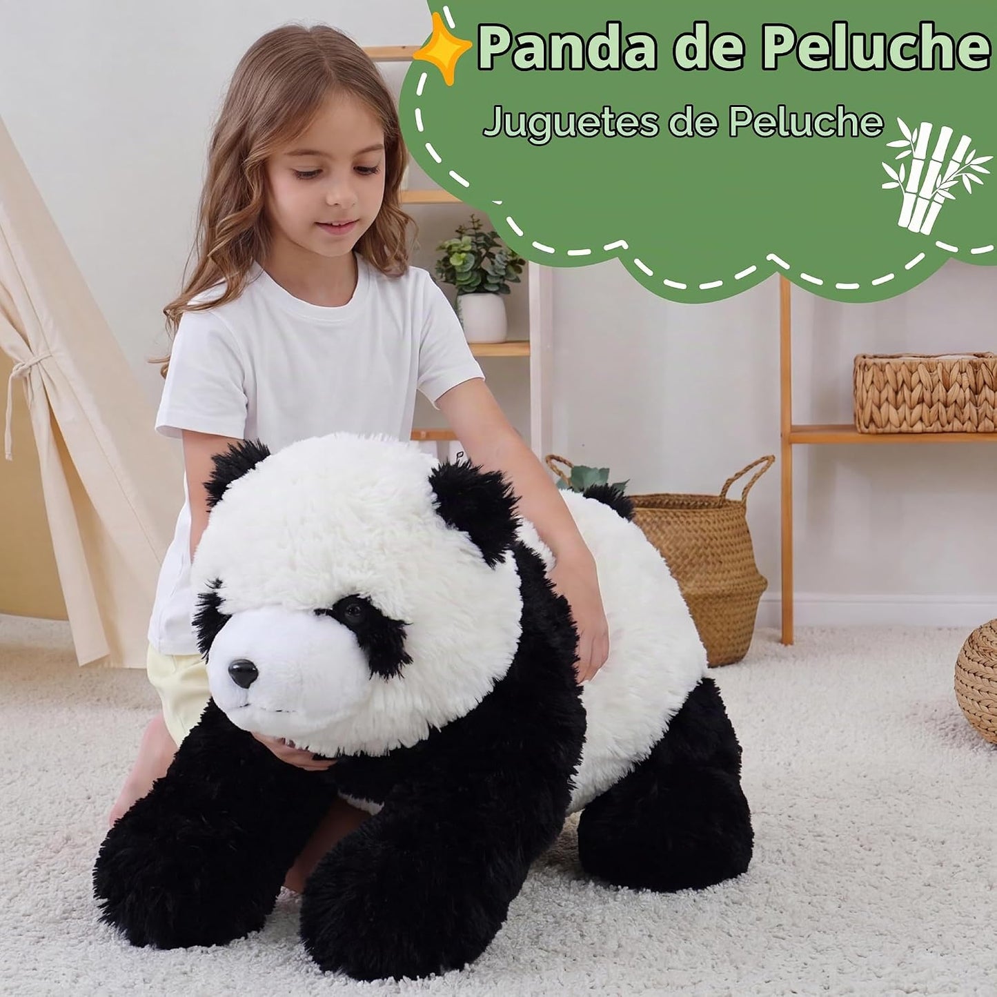 Panda Jrystar | Tamaño grande: 33 pulgadas (blanco y negro), regalo...