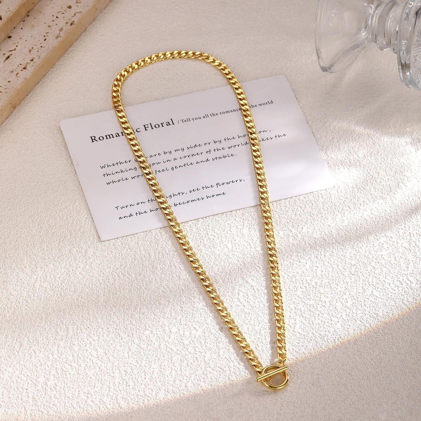 LEXODY Collar de oro grueso para mujer, simple chapado en oro de 14...