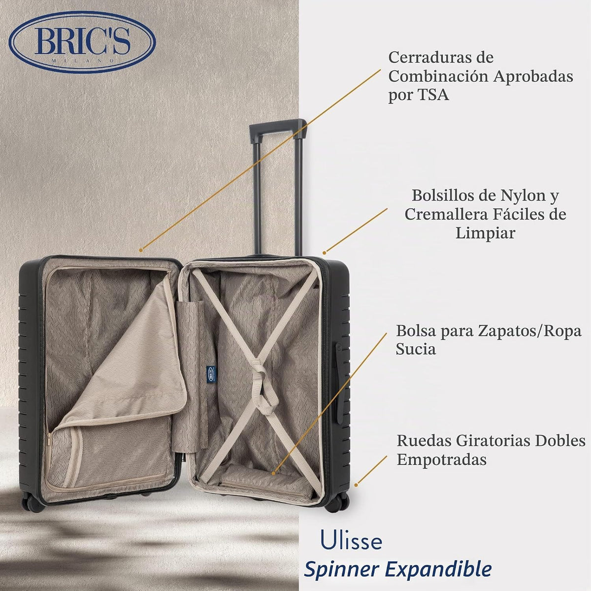 Bric's B|Y Ulisse Maleta Spinner, Negro, 28 pulgadas