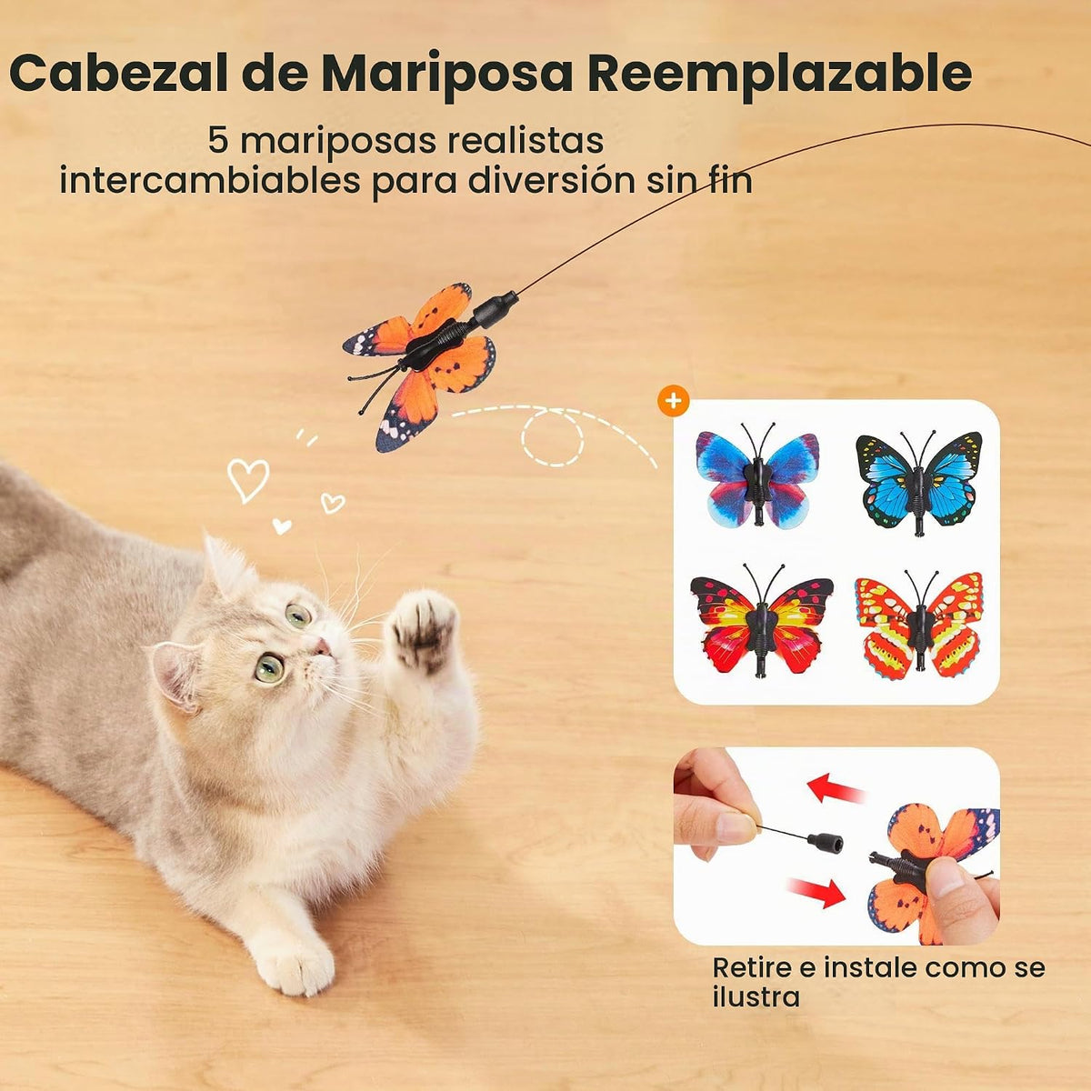 Potaroma Varita de juguete interactiva con mariposa giratoria \u201...