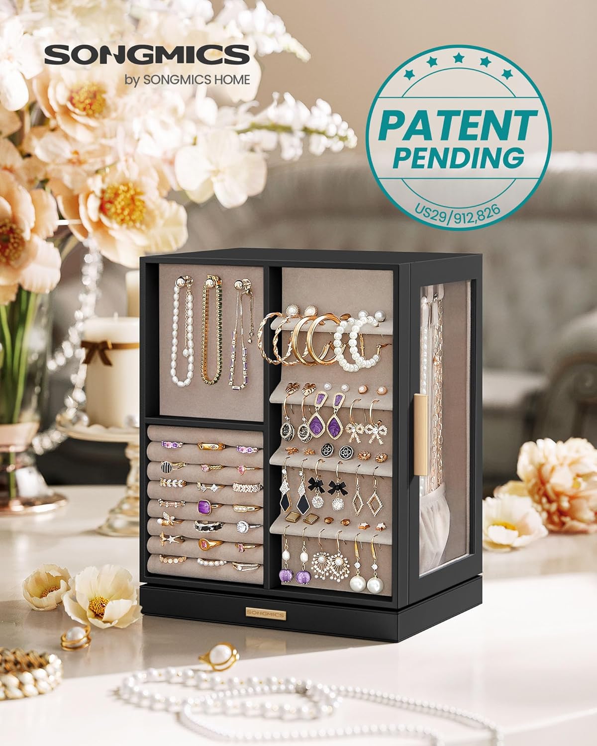 SONGMICS GISELLA Collection UJBC170B01 - Organizador de joyero gira...