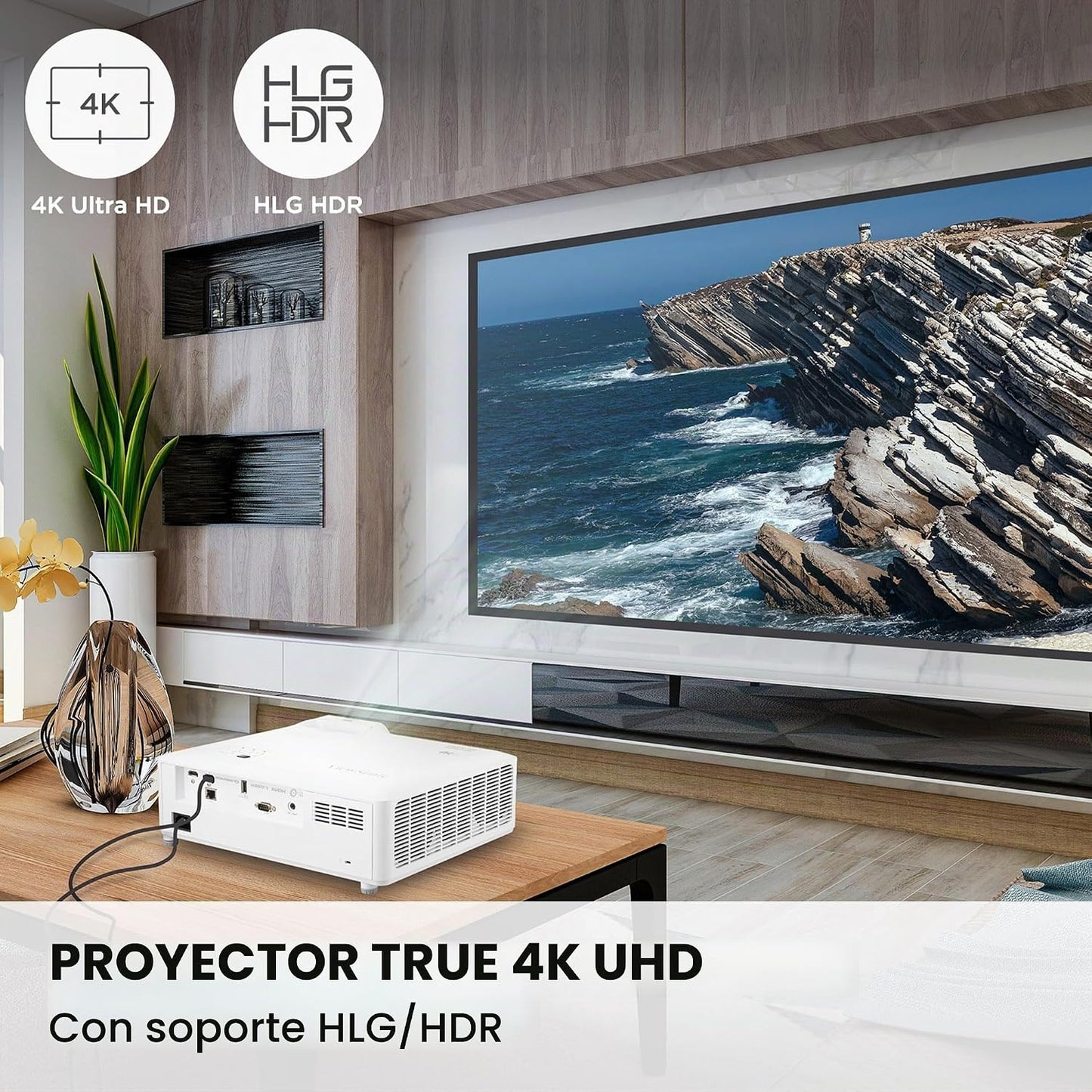ViewSonic LS901-4K UHD Proyector Láser 4K con 5500 lúmenes, zoom óp...