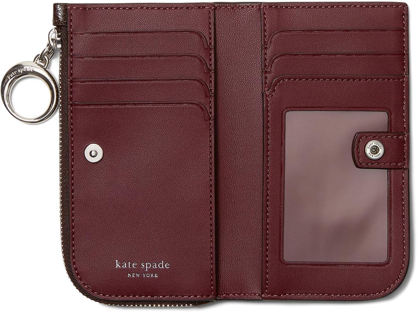 kate spade new york Cartera pequeña y delgada de cuero esmaltado Halo