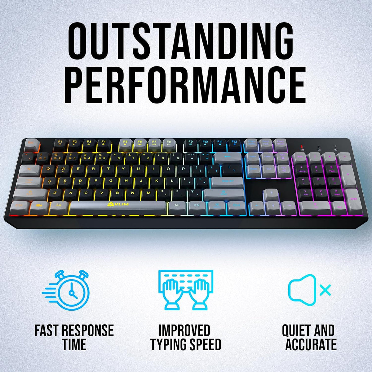 Teclado inalámbrico KLIM Chroma \u2013 RGB retroiluminado para jueg...