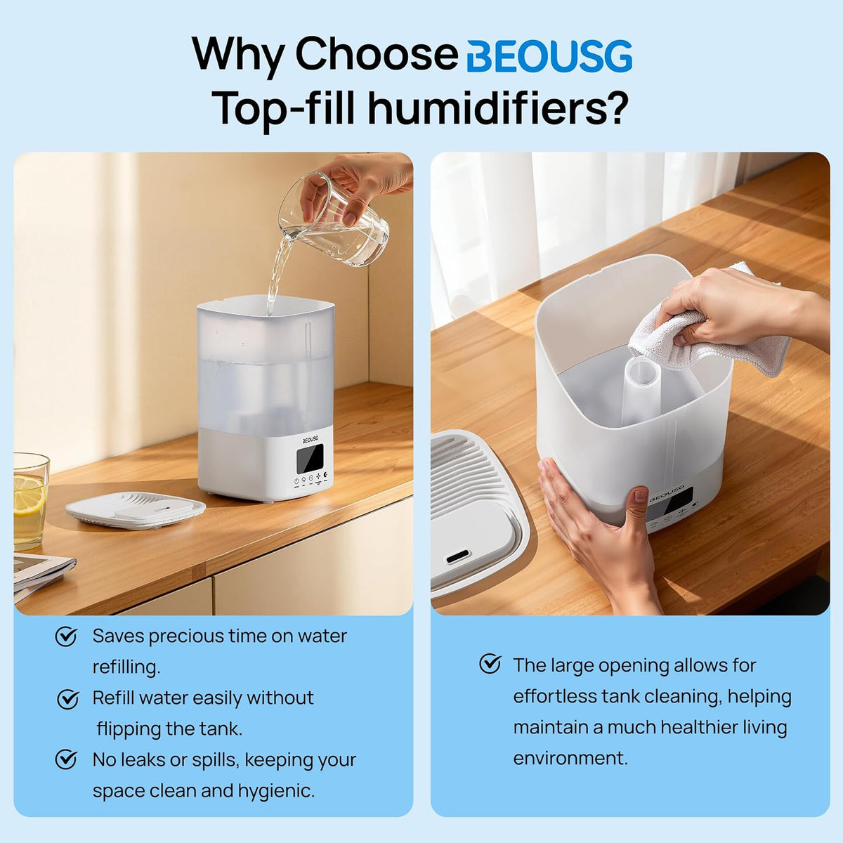 BEOUSG Humidificador ultrasónico de llenado superior de 5L, humidif...