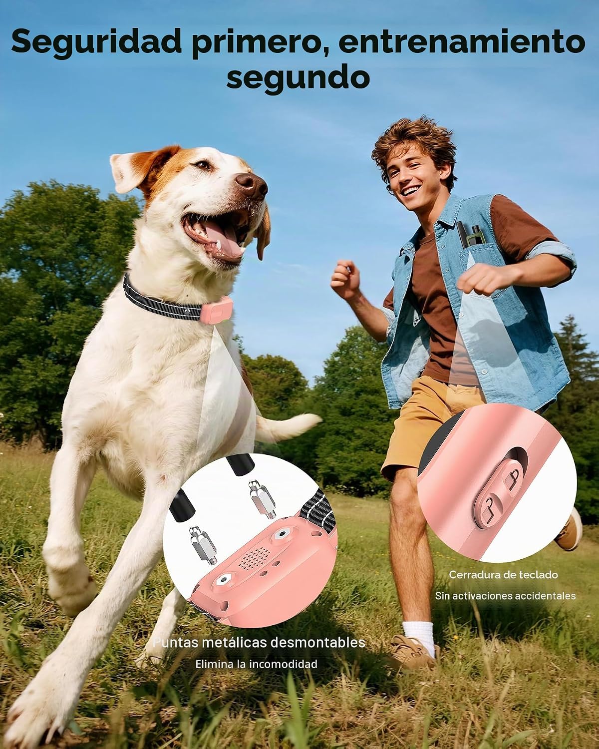 Collar de choque para perro, collar de entrenamiento para perros de...