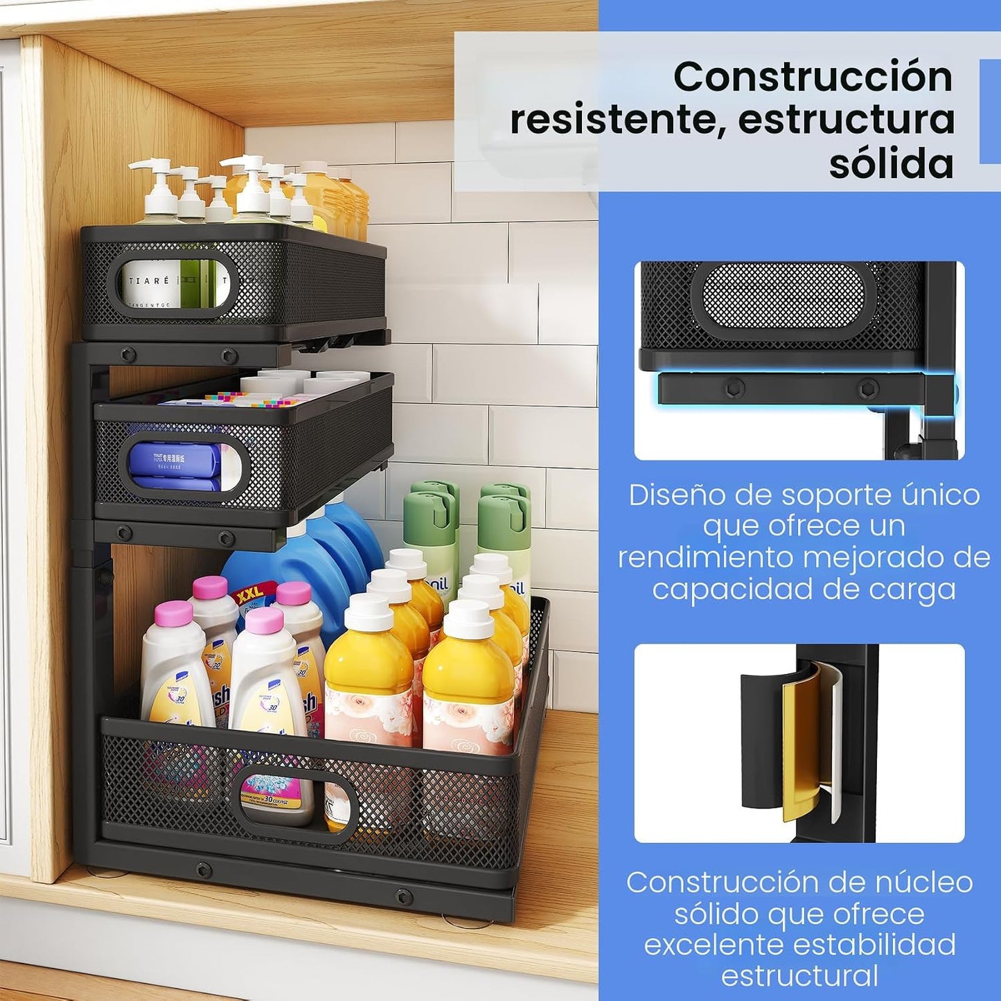 Organizador para debajo del fregadero, estante organizador de gabin...
