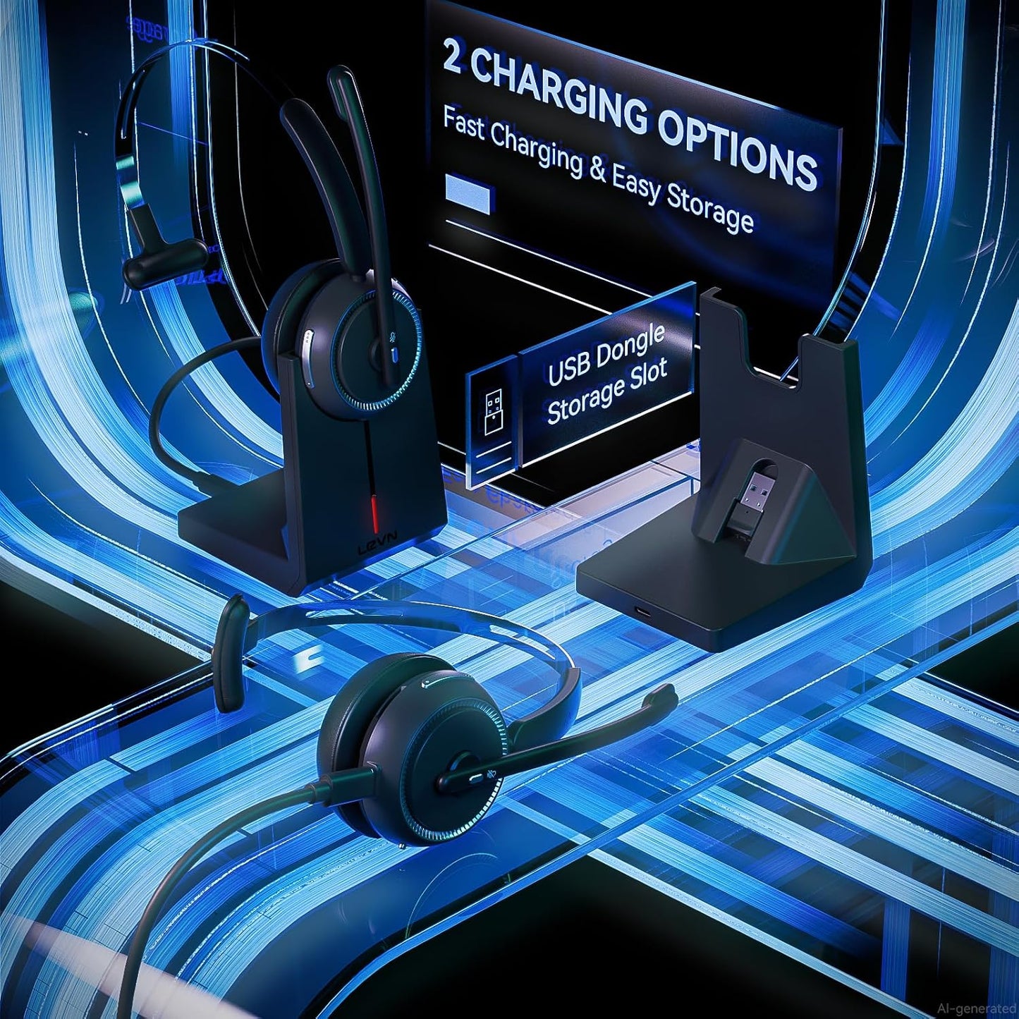 Auriculares inalámbricos con micrófono para el trabajo, auriculares...