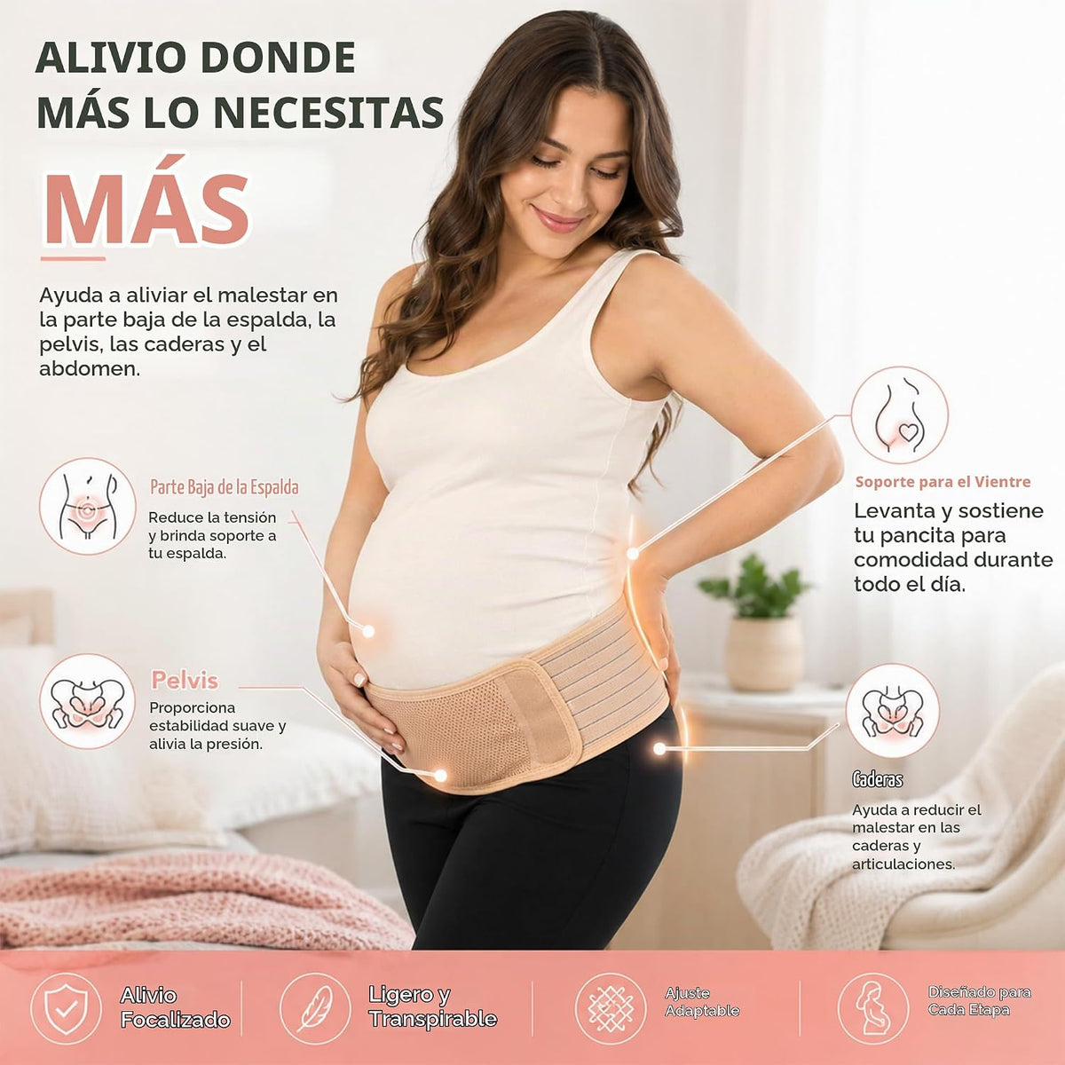 AZMED Cinturón de maternidad con soporte para la espalda - Faja abd...