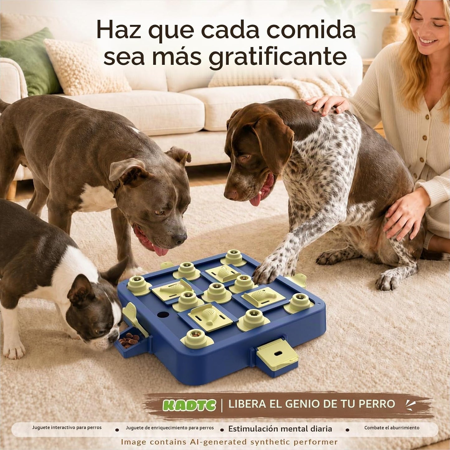 KADTC - Rompecabezas de ajedrez para perros, 3 niveles, estimulació...