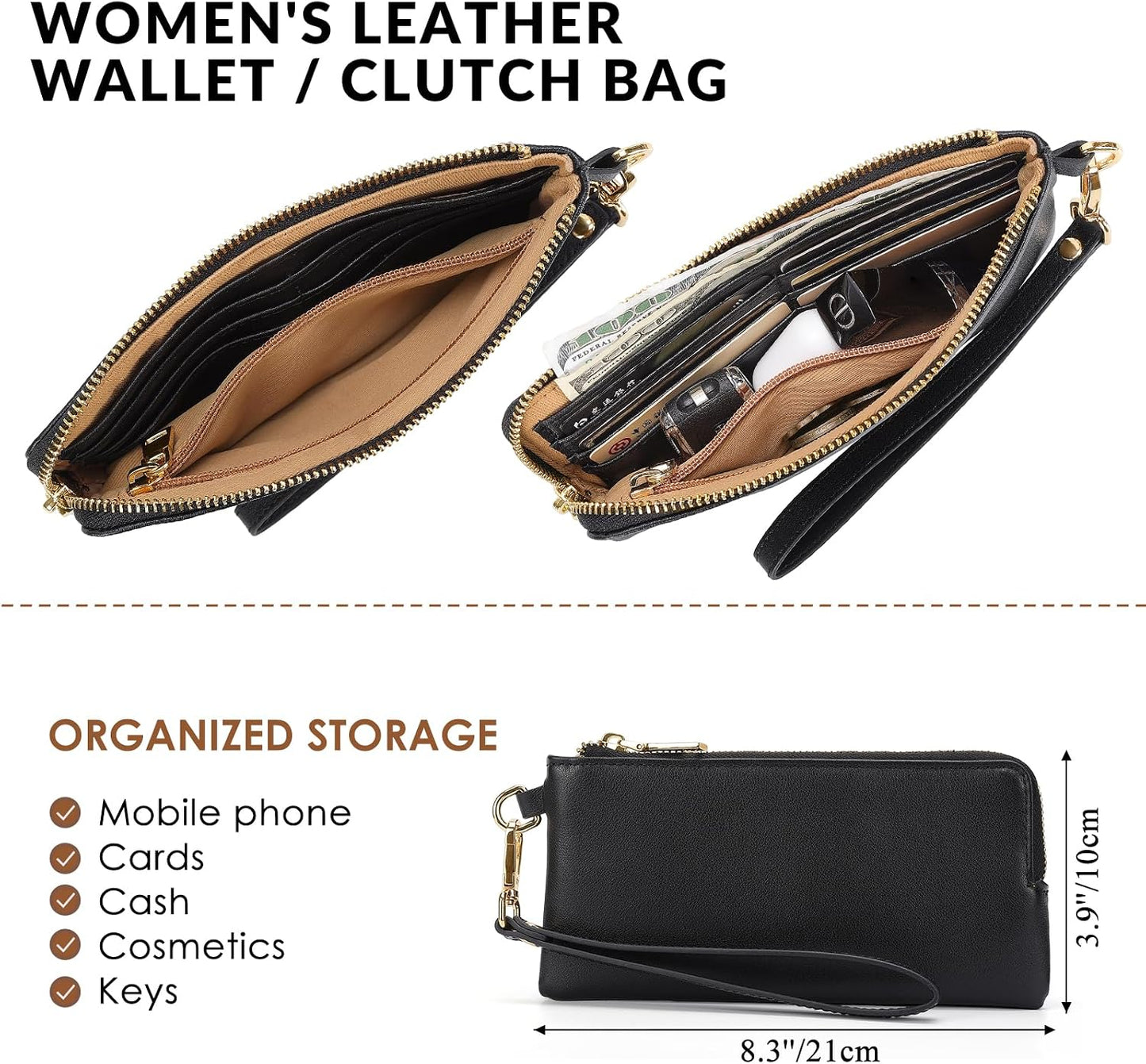 LuxCuir Bolso de mano de cuero genuino para mujer, para el trabajo,...