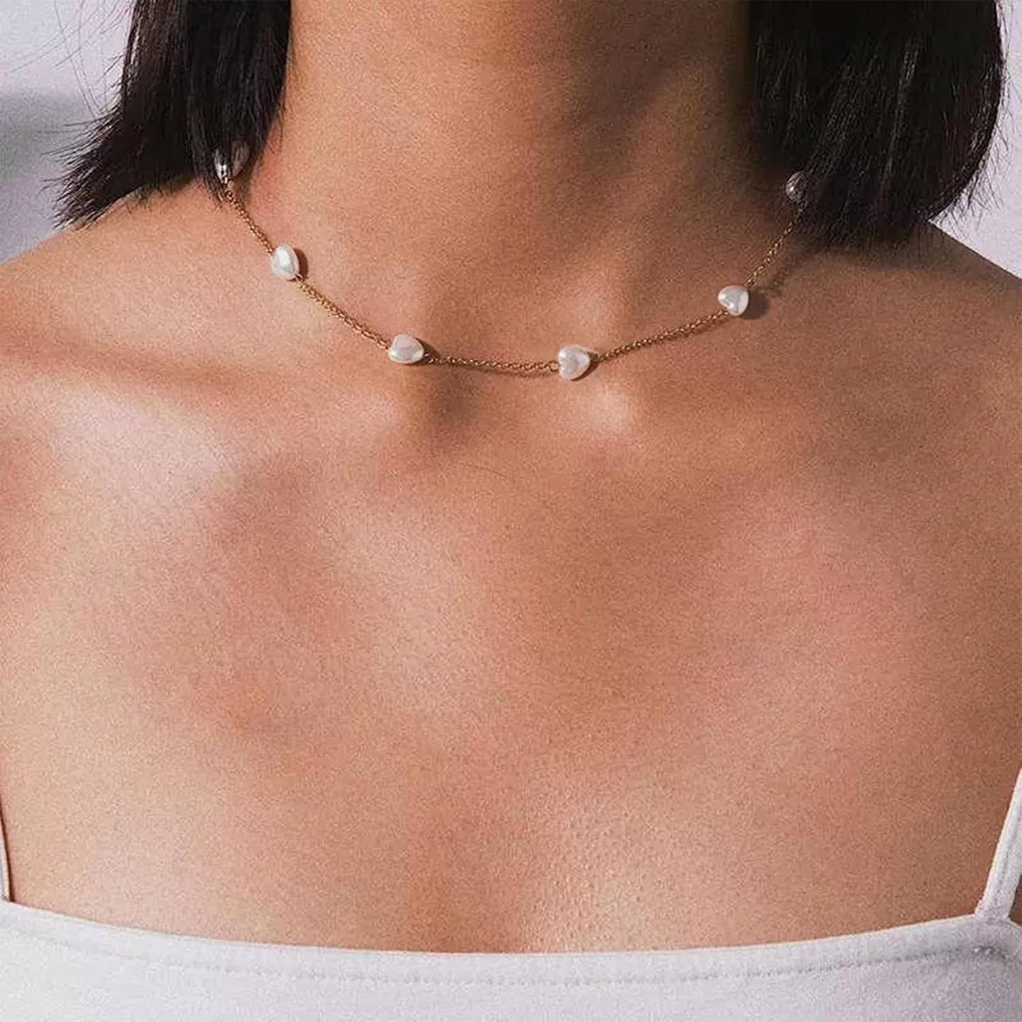 SmileBelle Collares de perlas, gargantilla de perlas de margarita p...