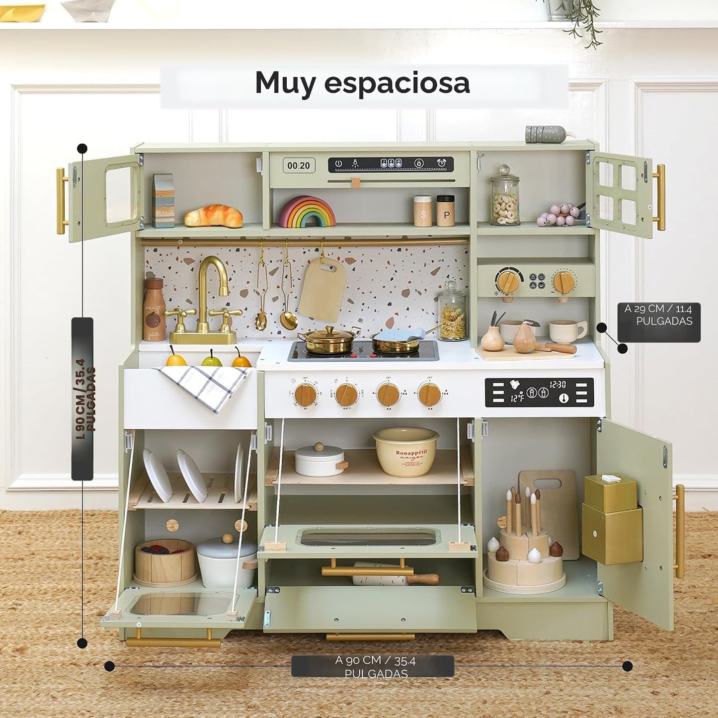 Juego de cocina de madera para niños \u2013 Cocina de simulación re...