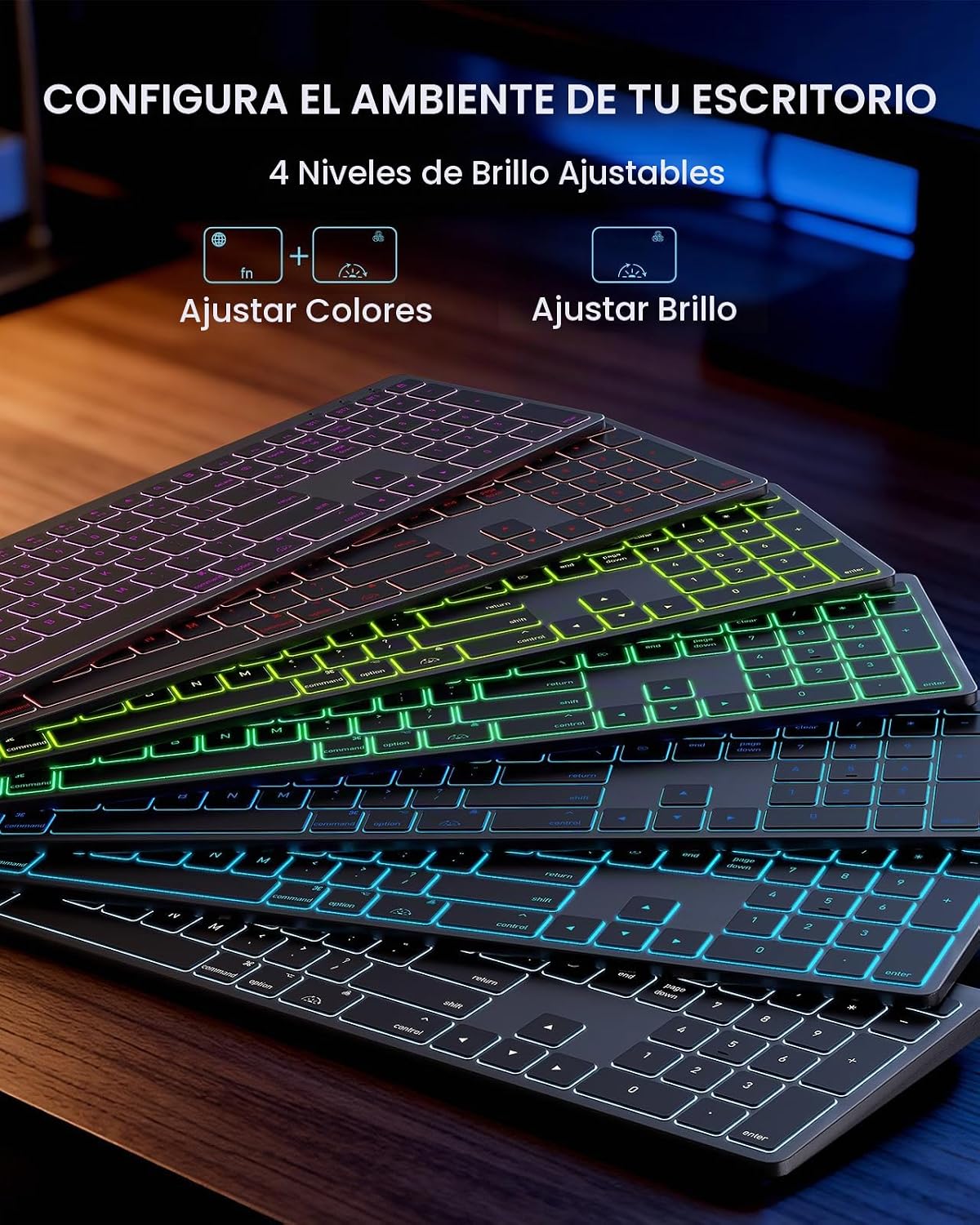 SABLUTE Teclado y mouse Bluetooth para Mac: retroiluminación de 7 c...