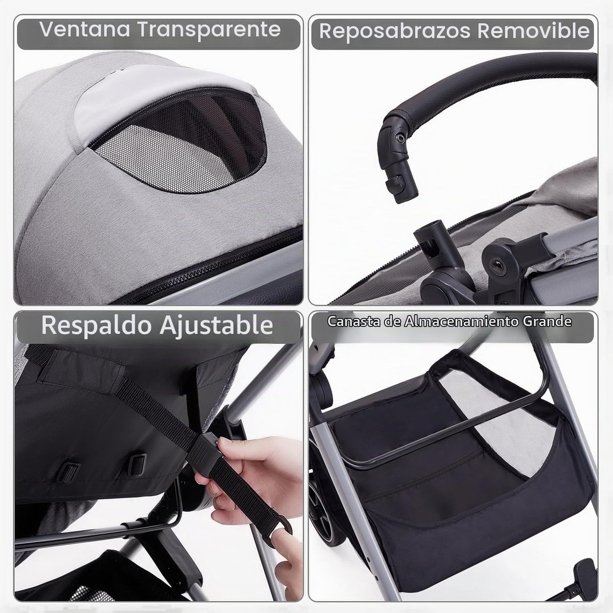 LORTSYBAB Cochecito de bebé 2 en 1, cochecito convertible para reci...