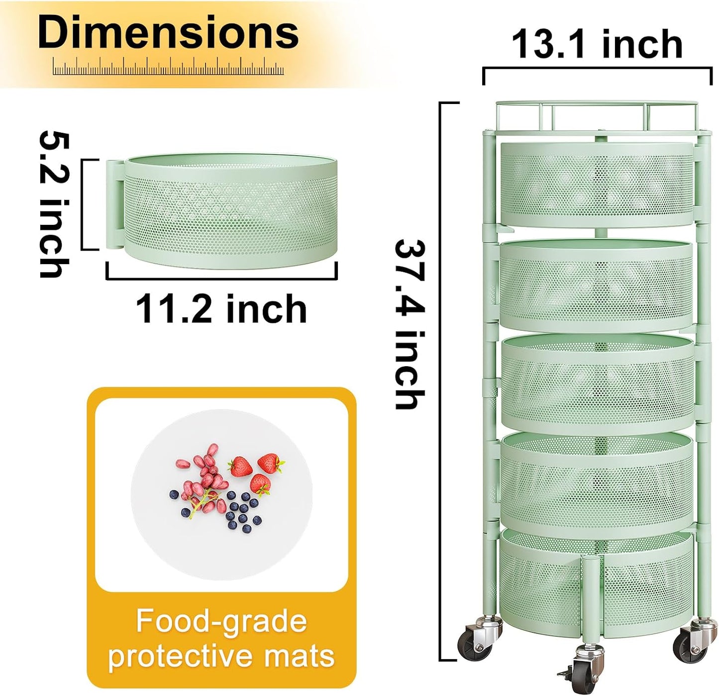 SNTD Cesta de frutas y verduras para cocina con tapa superior de me...
