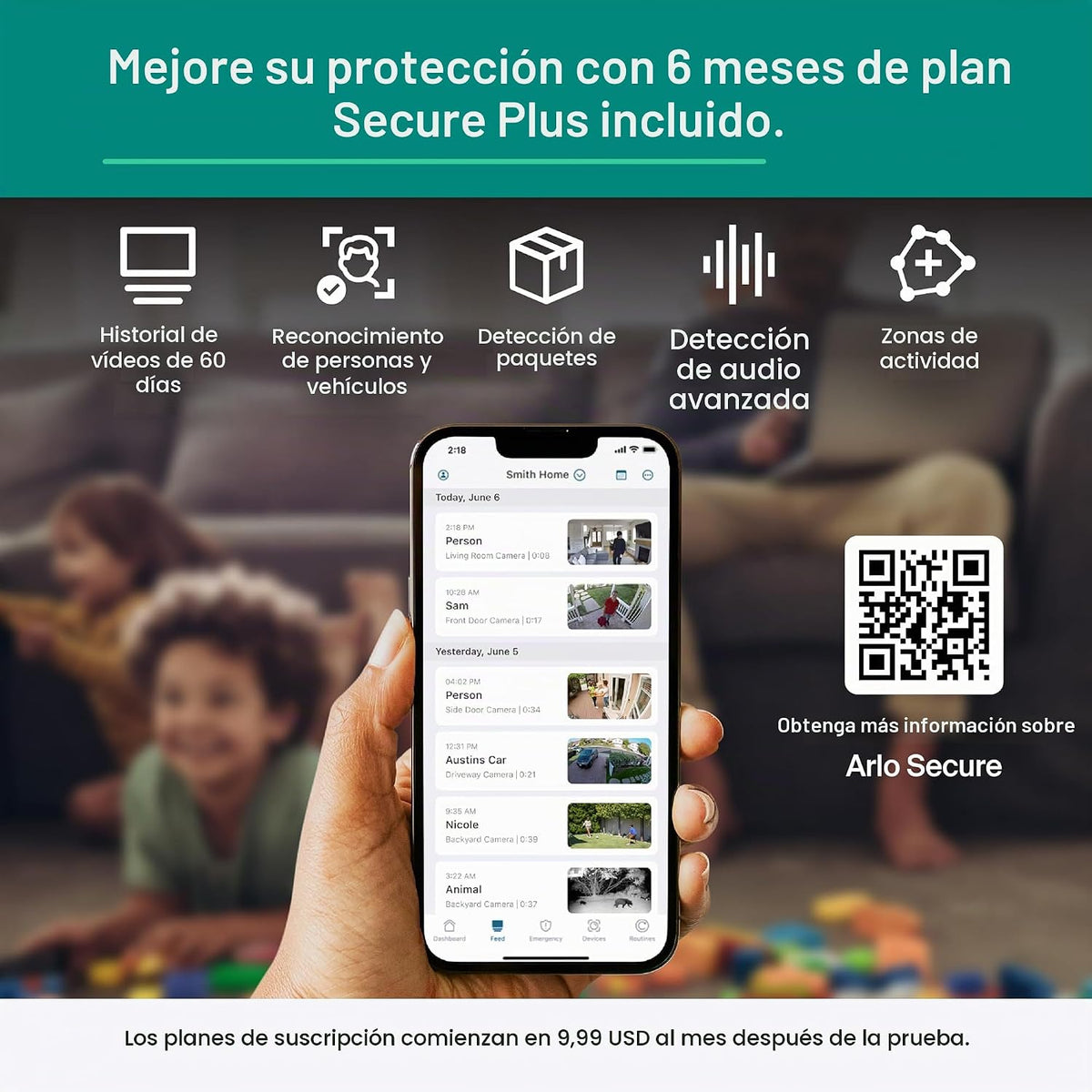 Cámara de seguridad Arlo Essential Pan Tilt de 2K + 6 meses de plan...