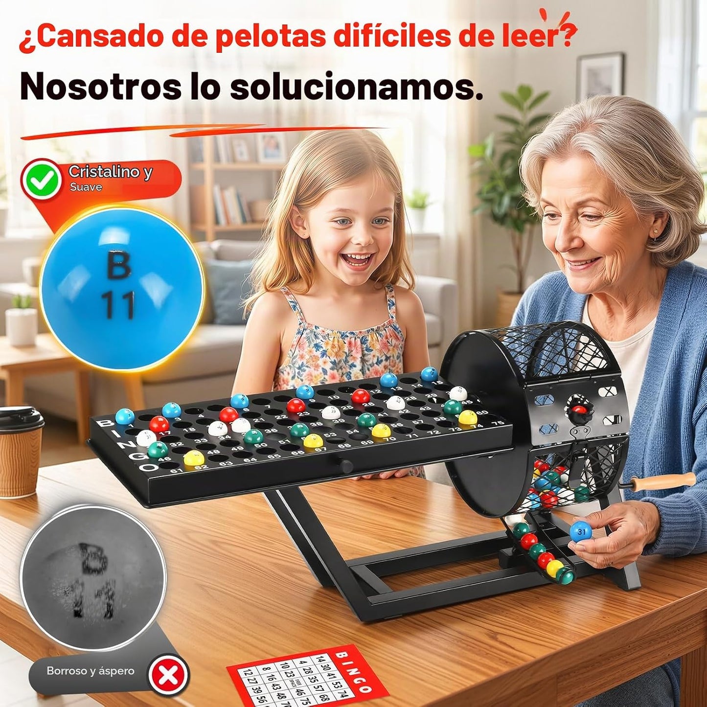 AugFir Juego de bingo profesional de lujo, juegos de bingo de mesa...