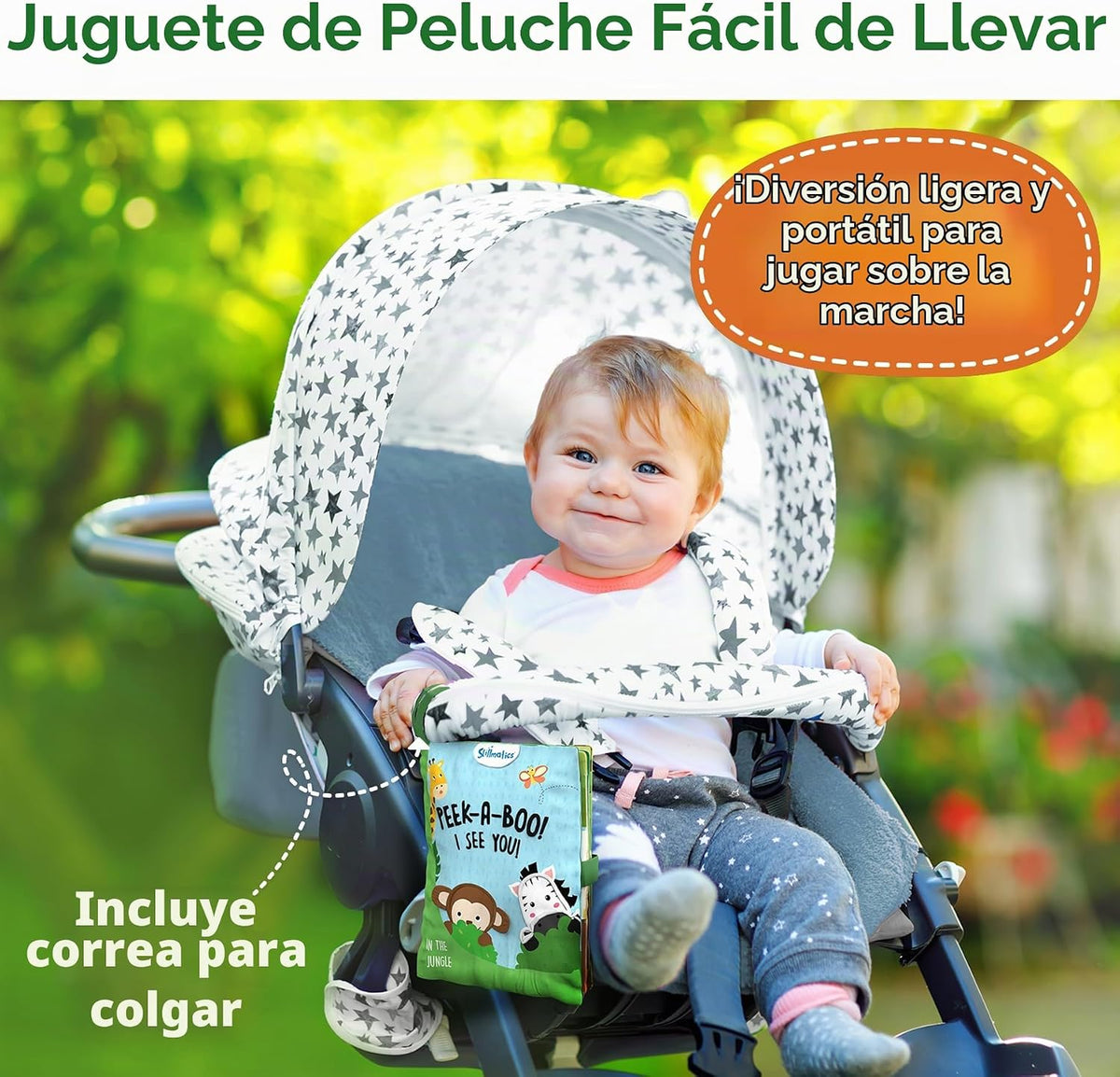 Skillmatics Libro de la selva Peek-a-Boo - Libro de tela suave para...