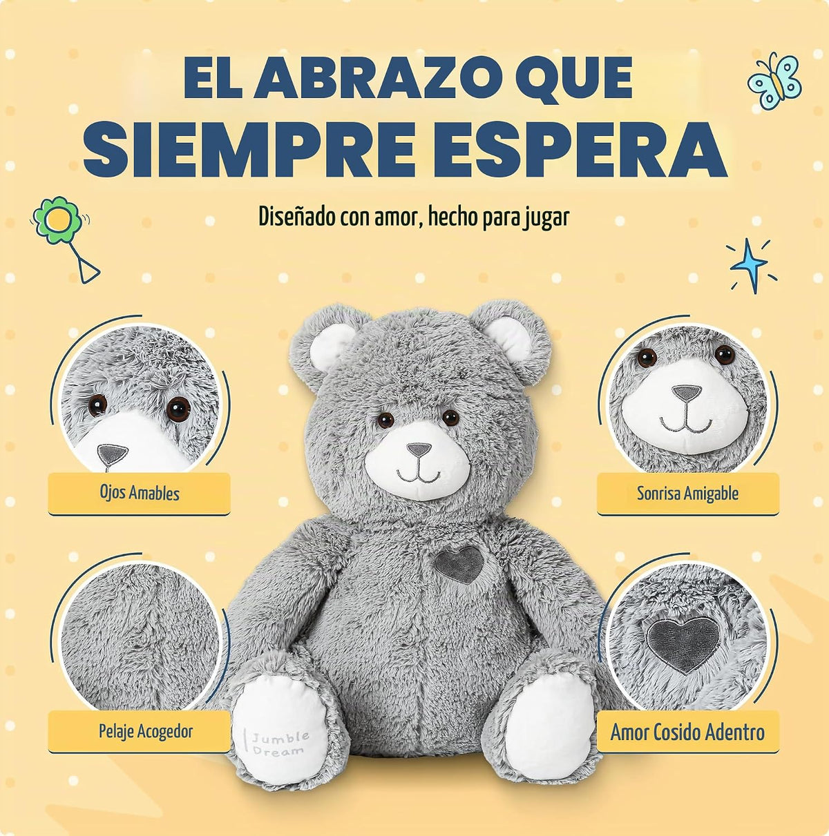 Jumble Dream Peluche de oso con peso, animal de peluche sensorial d...