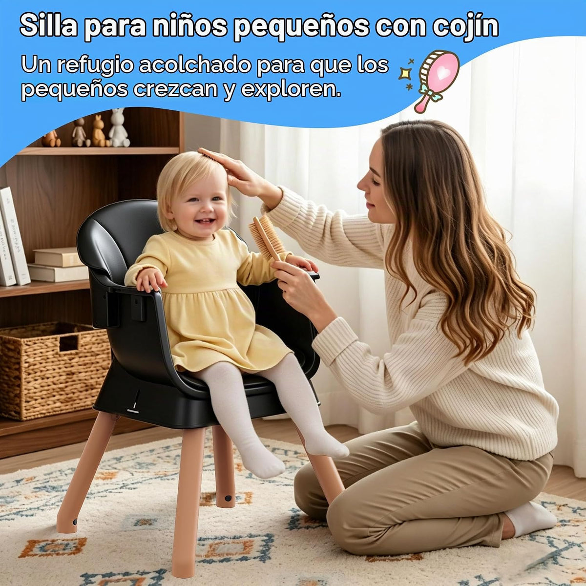 Silla alta 6 en 1 para bebés y niños pequeños, silla alta para bebé...