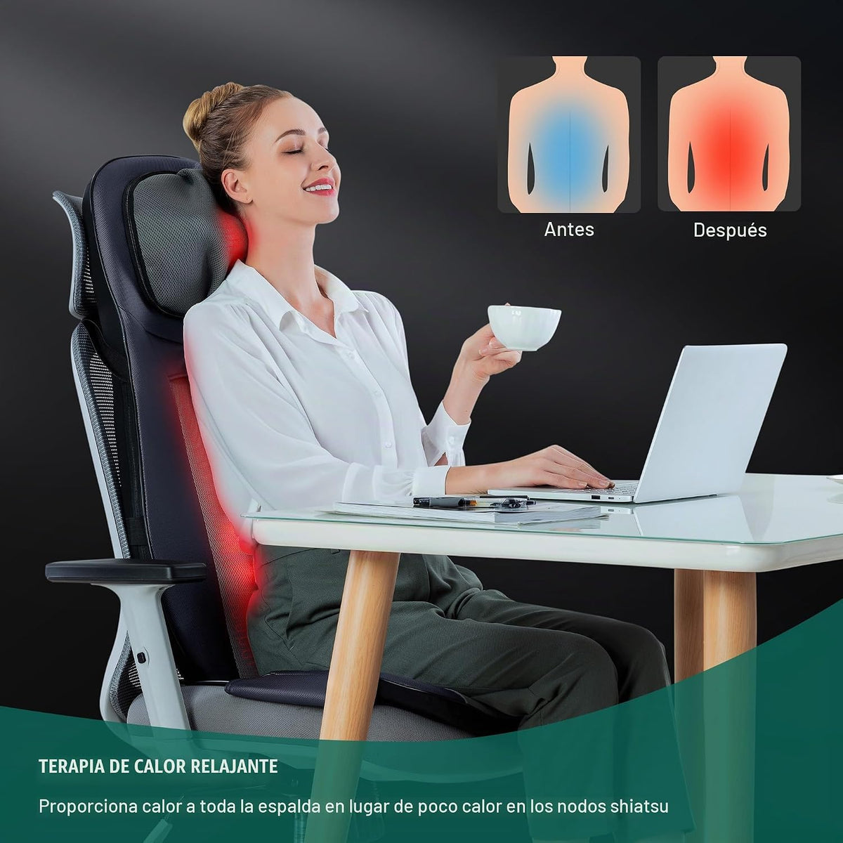 Snailax Shiatsu - Masajeador de cuello y espalda con calor, almohad...