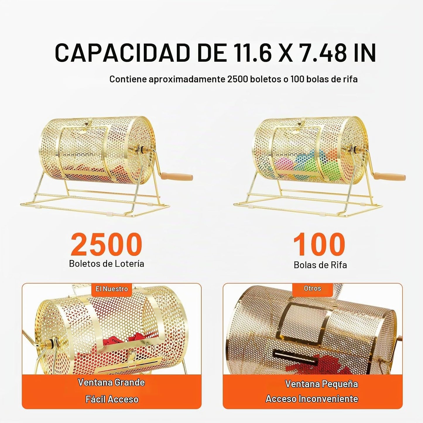 VEVOR Girador de Boletos de Rifa \u2013 Tambor de Rifa de 12 x 8 Pu...