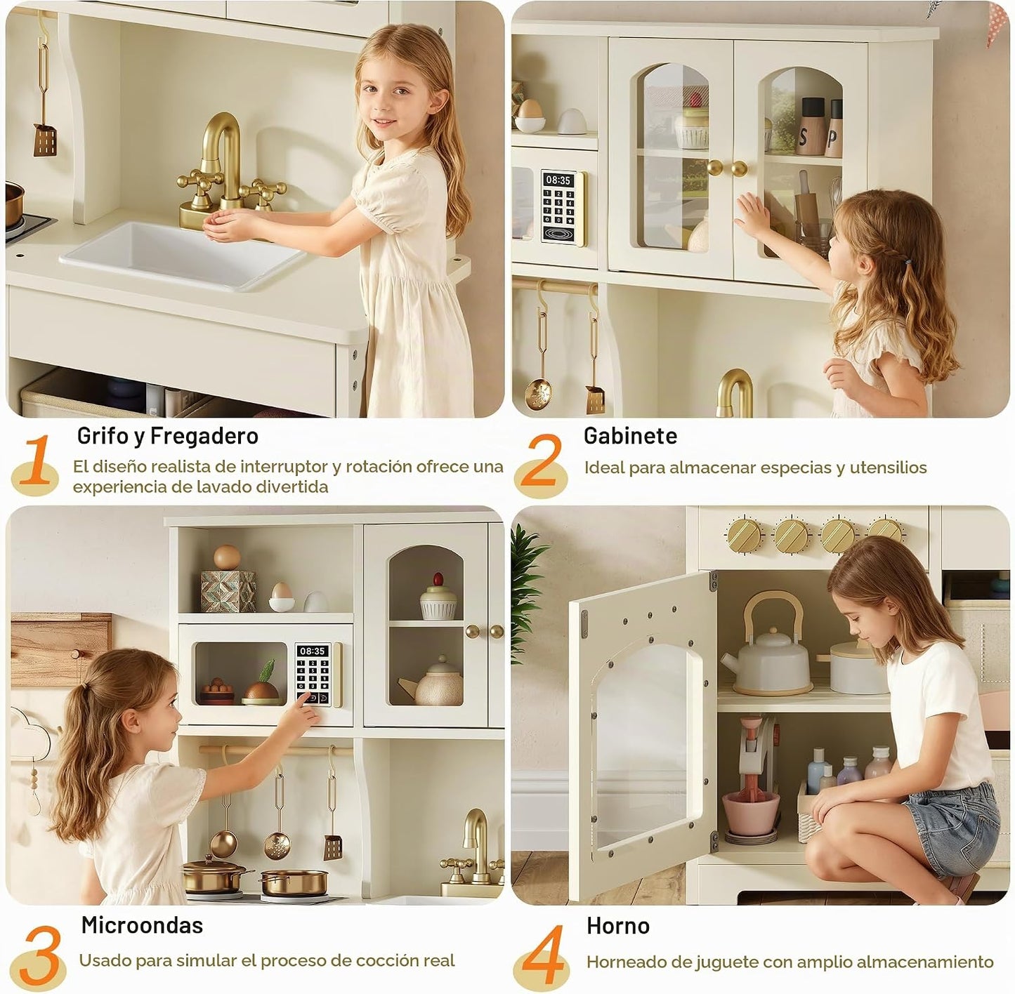 knoworld Cocina de Juego para Niños, Juego de Cocina de Madera con...