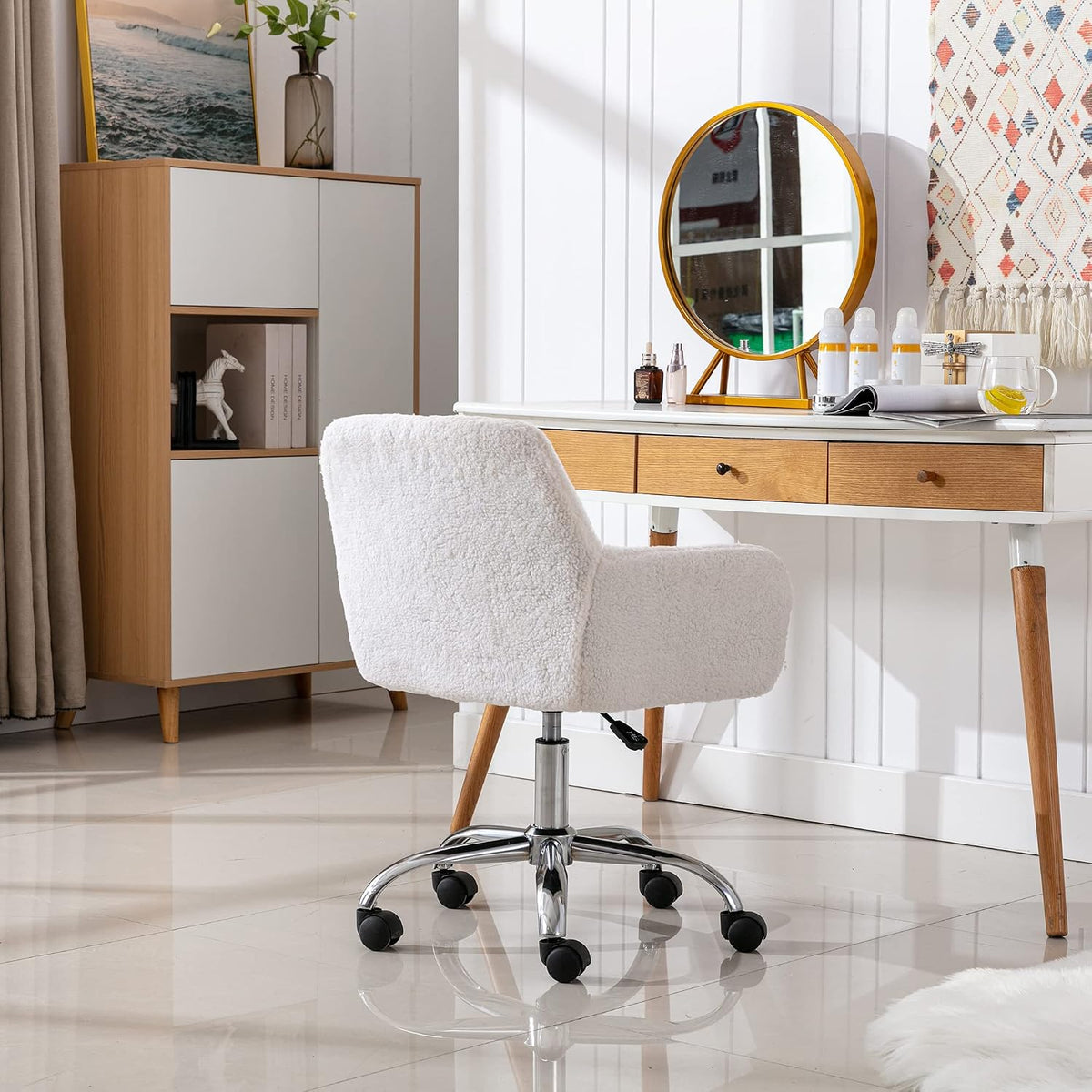 KCC Silla de Tocador de Maquillaje de Piel Sintética, Cómoda Silla...