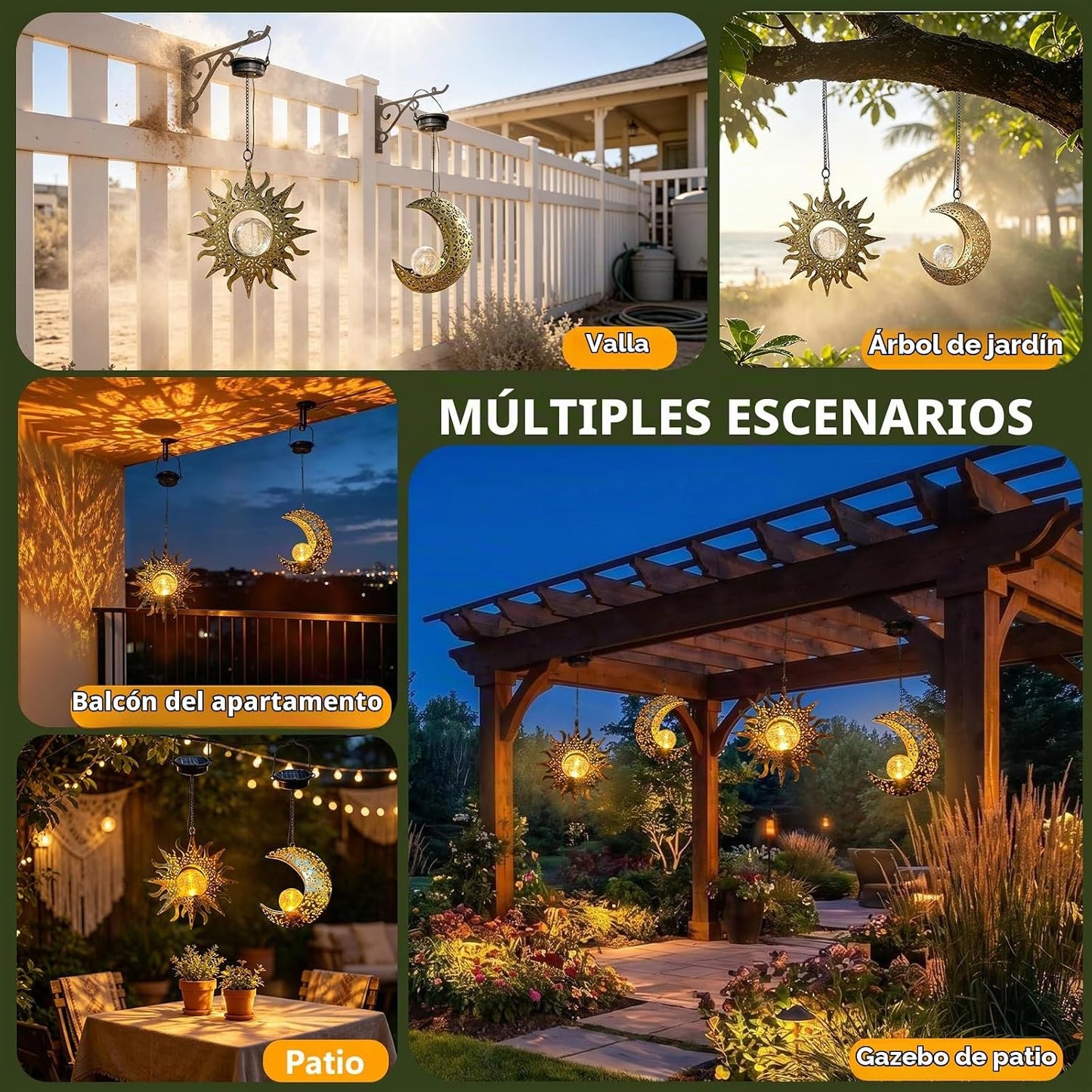 Amugmilk Luces solares colgantes para exteriores, paquete de 2 lint...