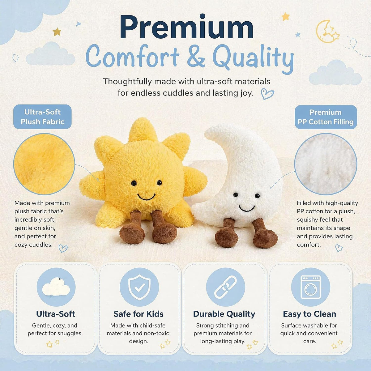 Malvjun Peluche de ratón y sol y luna