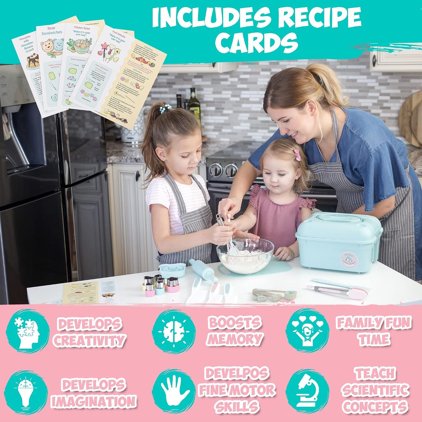 Juego de hornear para niños, juego de cocina real para niños, sumin...