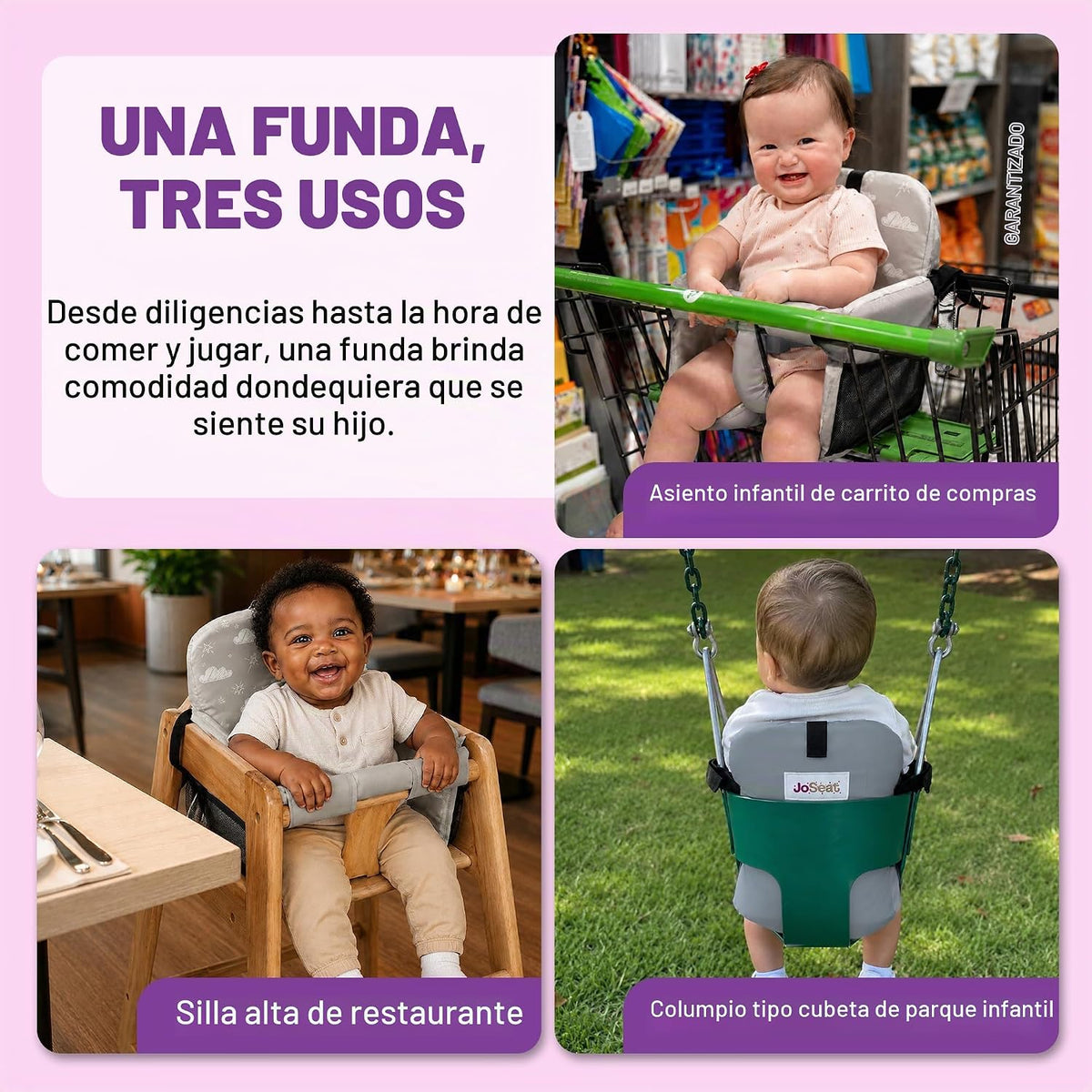 JoSeat Funda de asiento para bebé, nubes grises | Protector de asie...