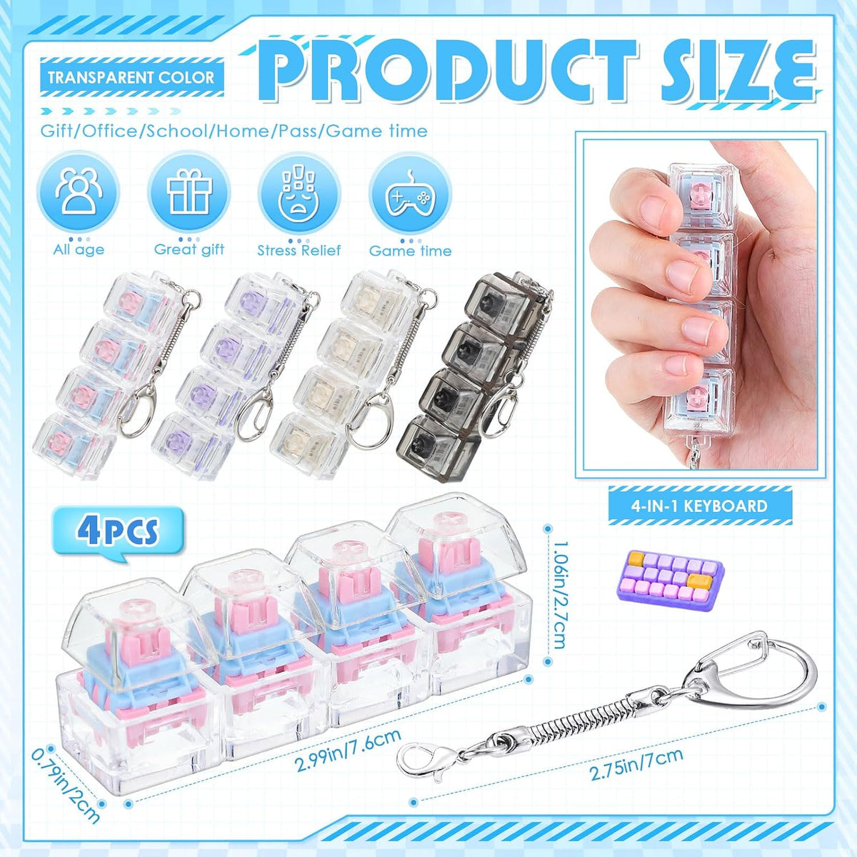Halloscume 4 piezas Teclado de luz y sonido para adultos, juguete p...