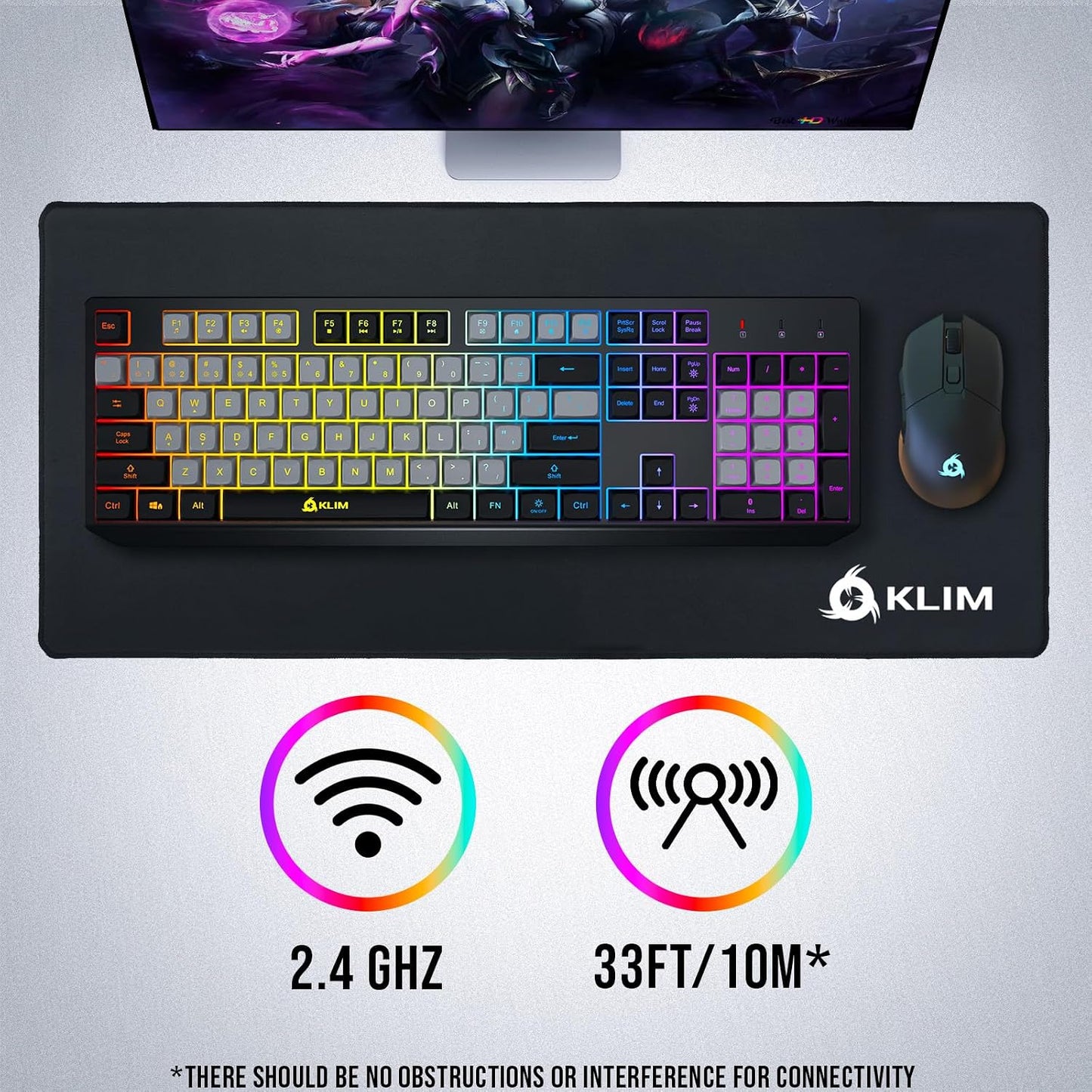 Teclado inalámbrico KLIM Chroma \u2013 RGB retroiluminado para jueg...