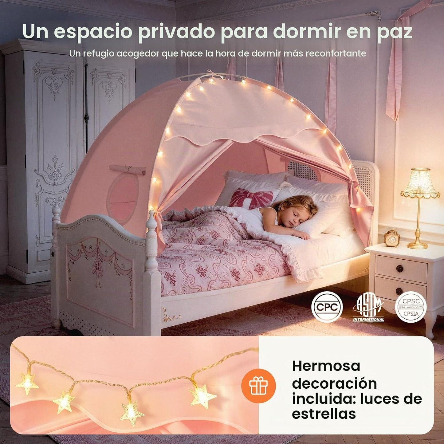 Tiny Land Tienda de campaña para cama individual para niños, tienda...
