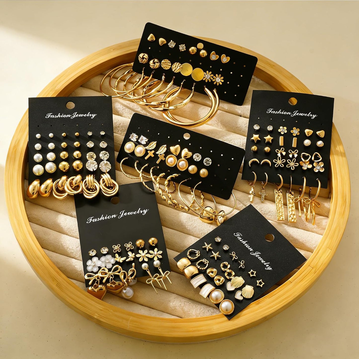 Juego de 75 Pares de Pendientes de Oro para Mujer, Pendientes de Ar...