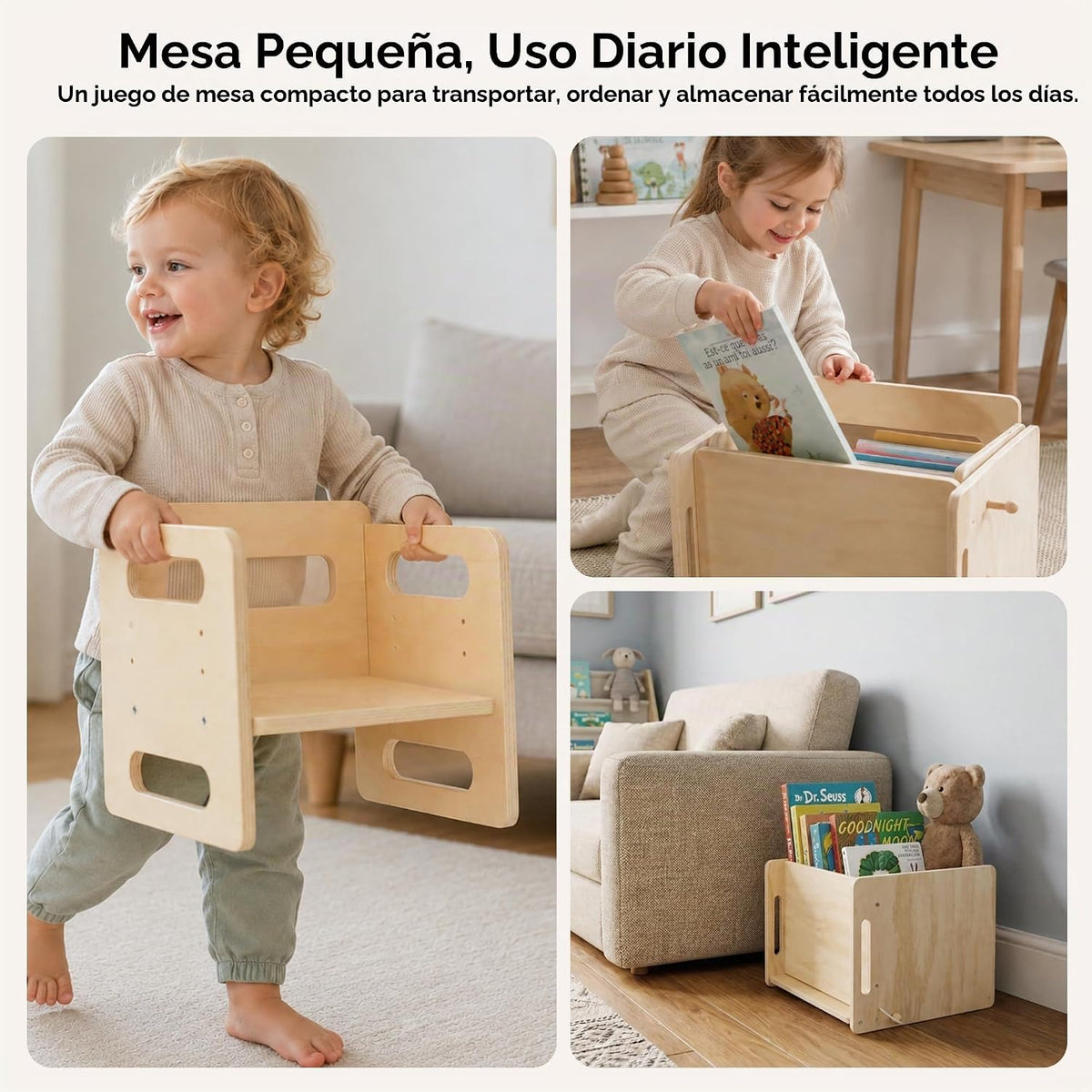 bpmfkid Juego de Mesa y Silla de Destete Montessori - Diseño Ajusta...