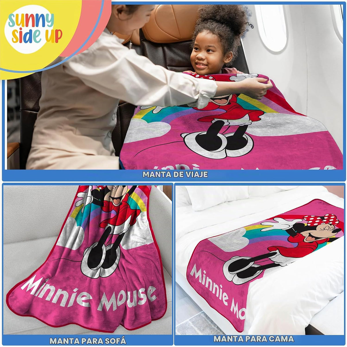 Manta de Minnie Mouse de Disney de felpa - Mide 46 x 60 pulgadas -...