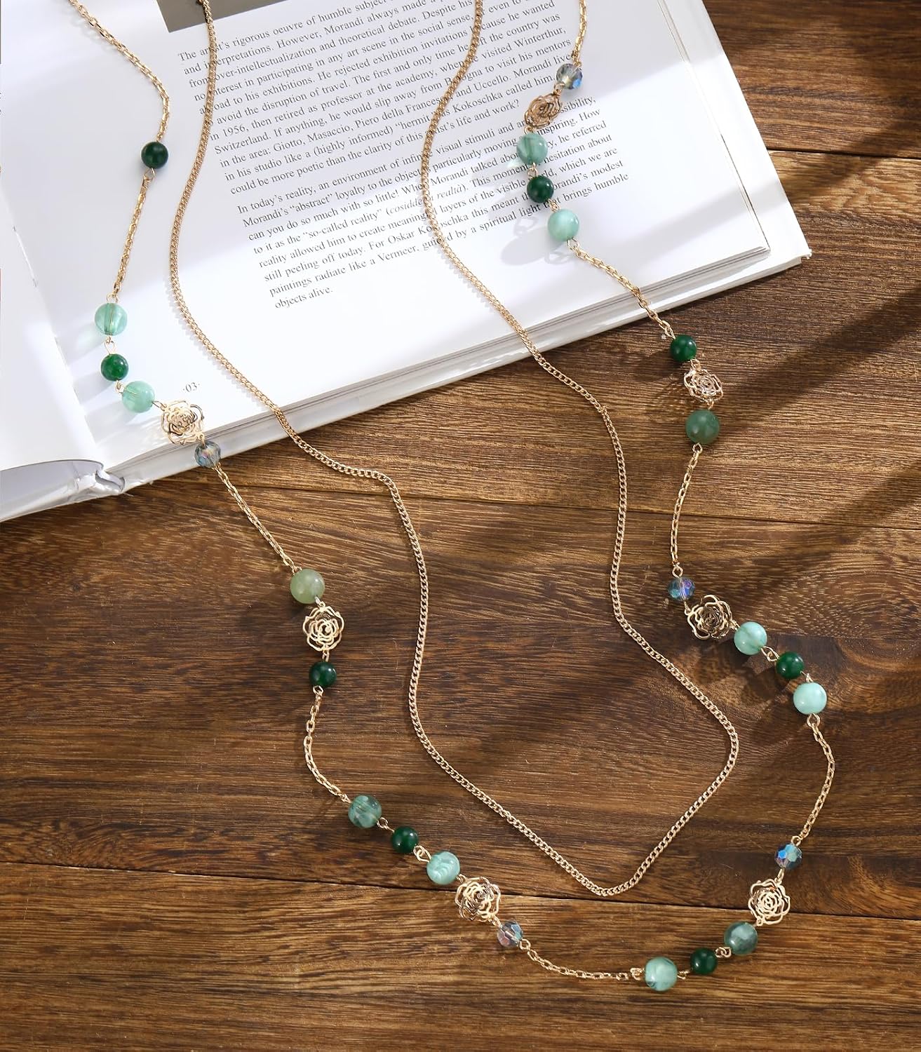 FULU AUTUMN Collares Boho de Oro Largos para Mujer con Cuentas de P...
