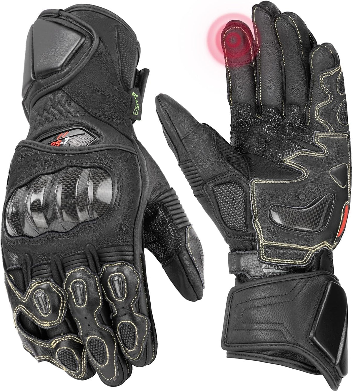 KEMIMOTO Guantes de cuero para motocicleta para hombres y mujeres,...