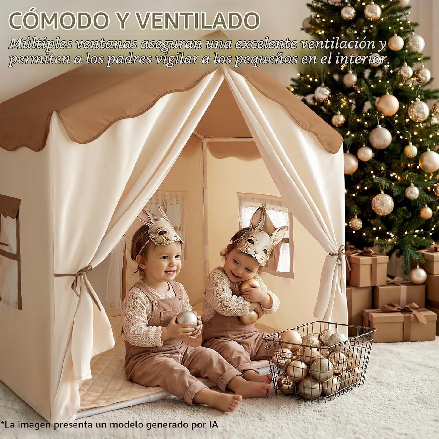Tienda de campaña de juegos para niños con doble puerta Castillo de...