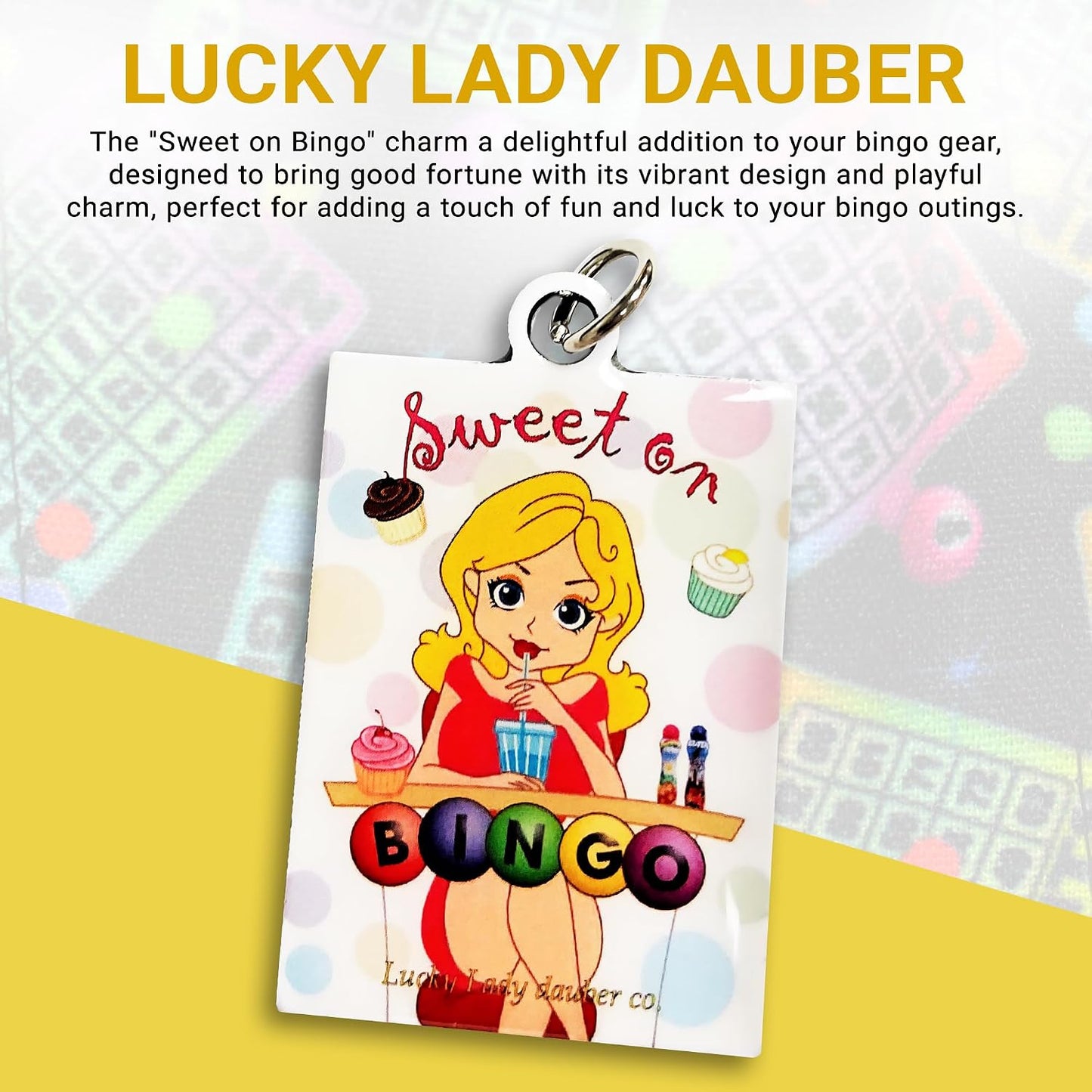 Lucky Lady Bolsa de bingo de neón con bolsillos y paquete de 18 Dau...