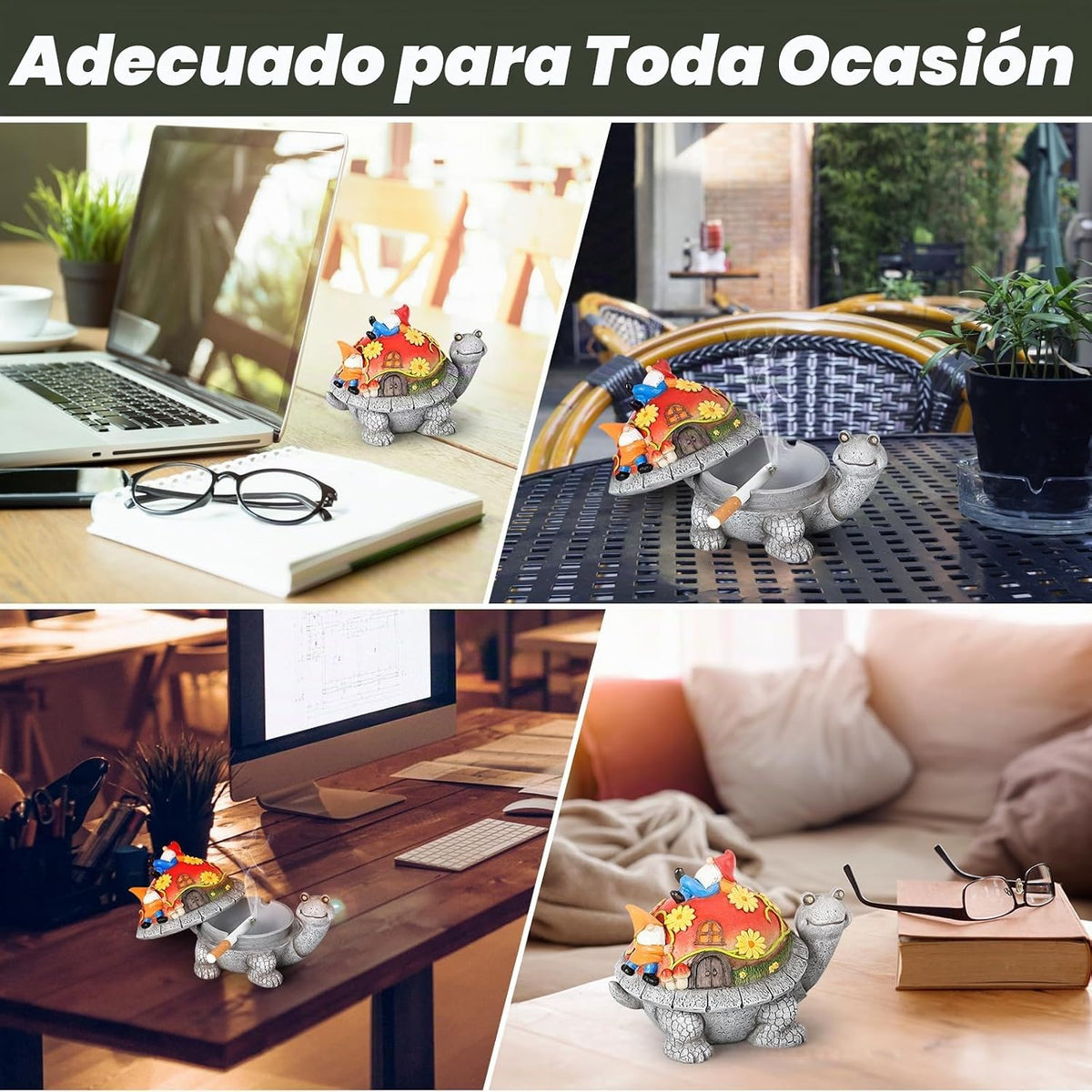 USEWIRE Ceniceros, Lindo Cenicero de Tortuga para Exteriores para C...