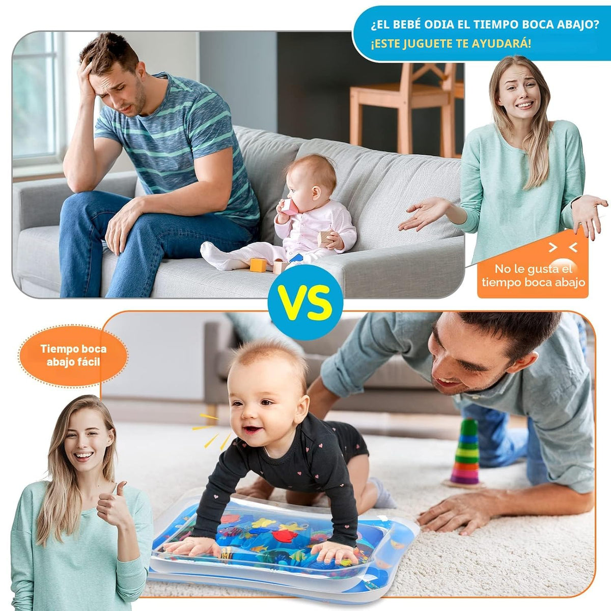 Infinno Alfombra inflable para tiempo de barriga Premium para bebés...