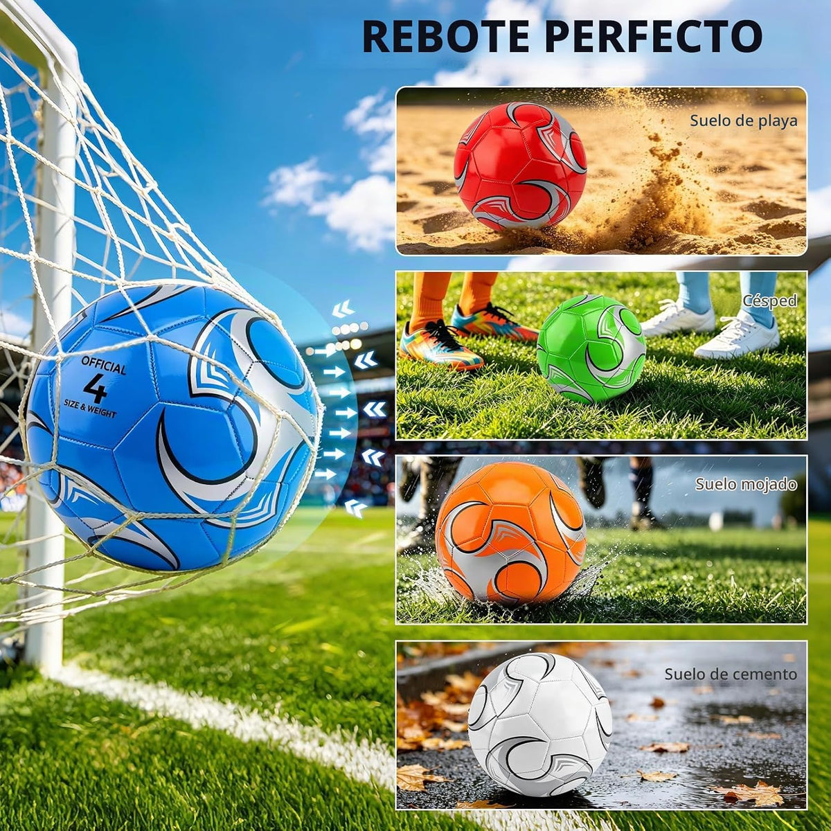 SIKEMAY Paquete de 6 pelotas de fútbol a granel con agujas de bomba...