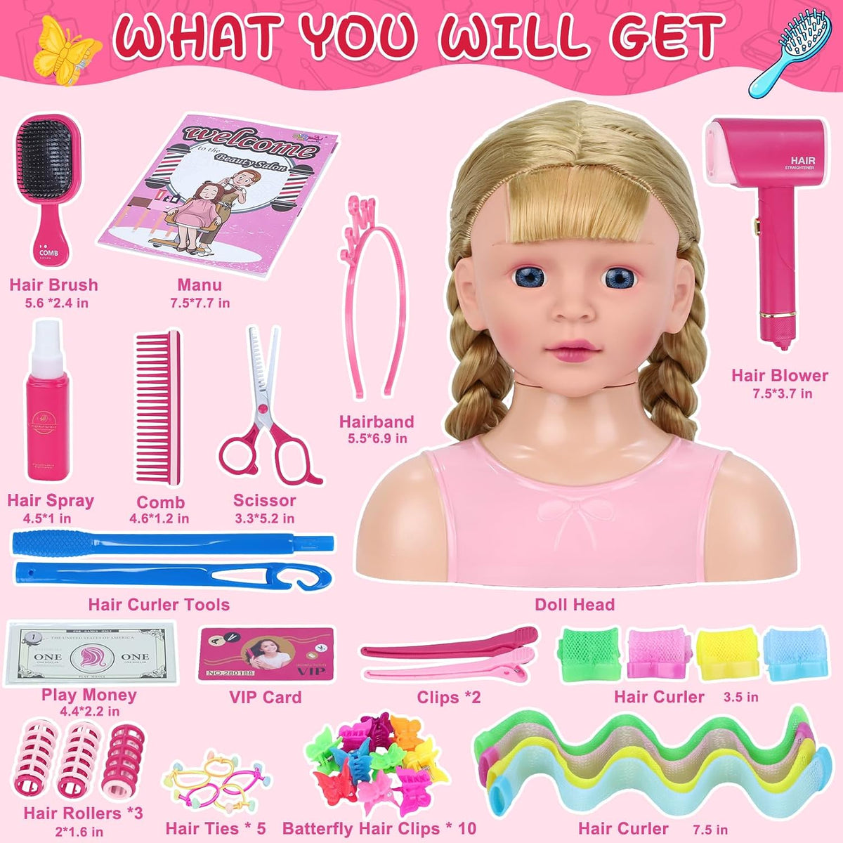 Cabeza de Muñeca para Estilo de Cabello Infantil, Juguetes de Peluq...
